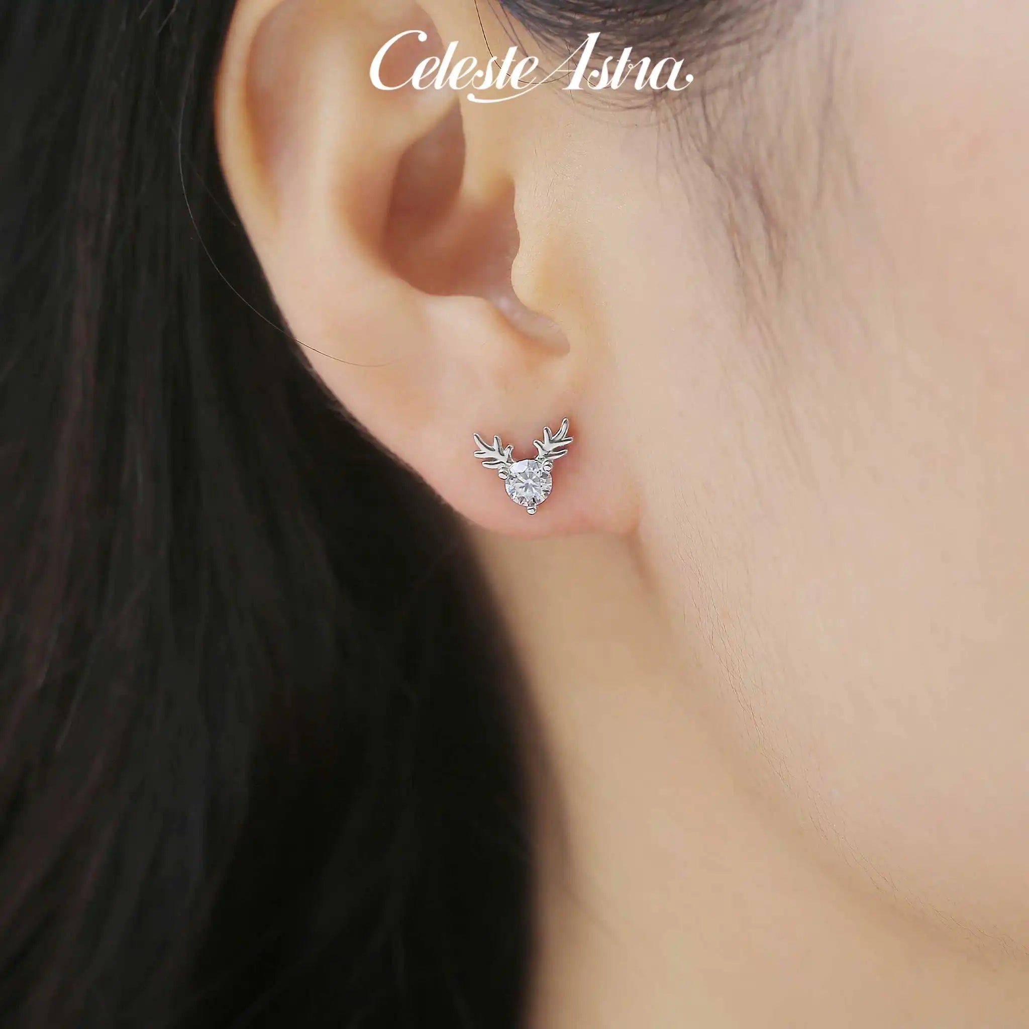 Antler-Moissanite Sterling Silver Earrings-E16