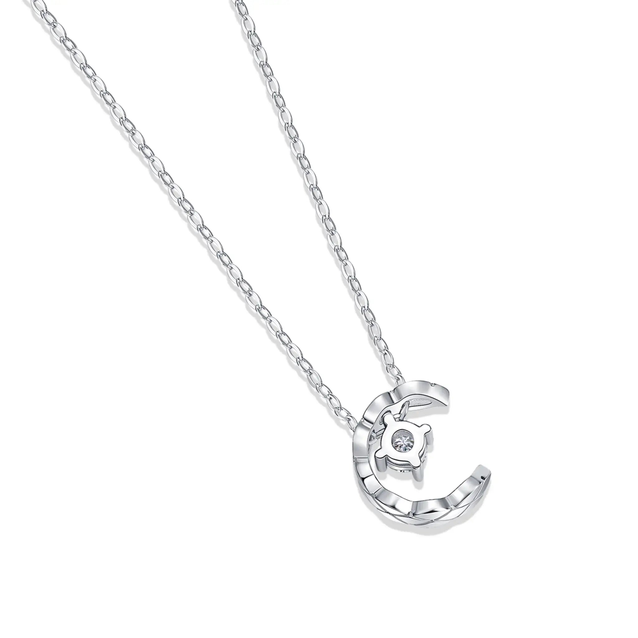 Dreamfall StarMoon-Moissanite Sterling Silver Necklace-N33