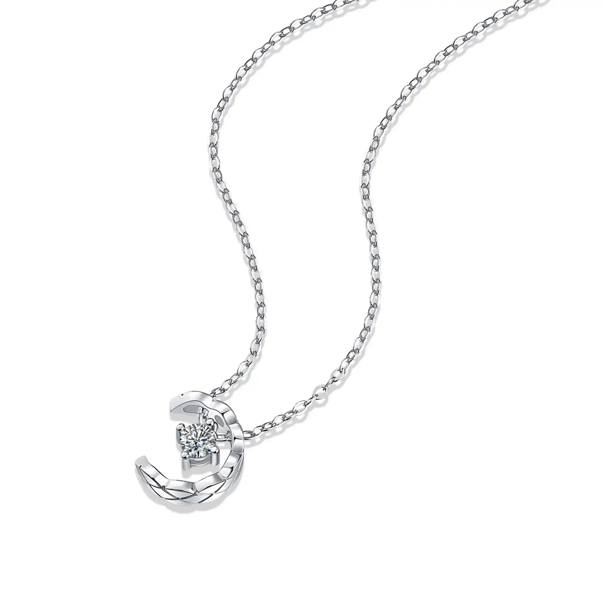 Dreamfall StarMoon-Moissanite Sterling Silver Necklace-N33