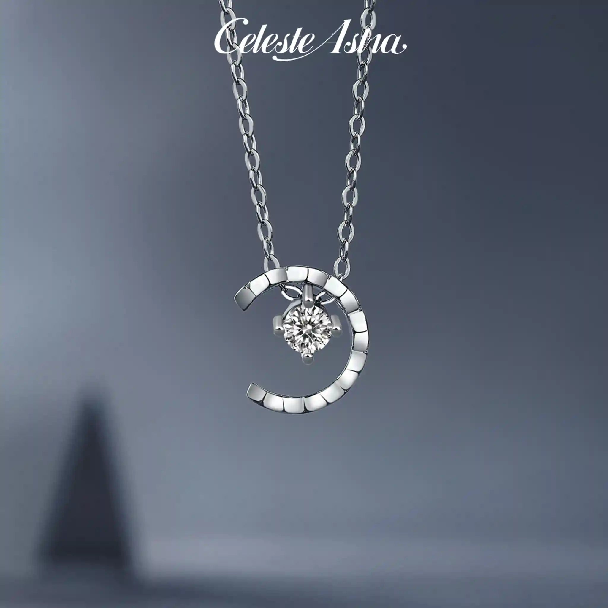 Dreamfall StarMoon-Moissanite Sterling Silver Necklace-N33