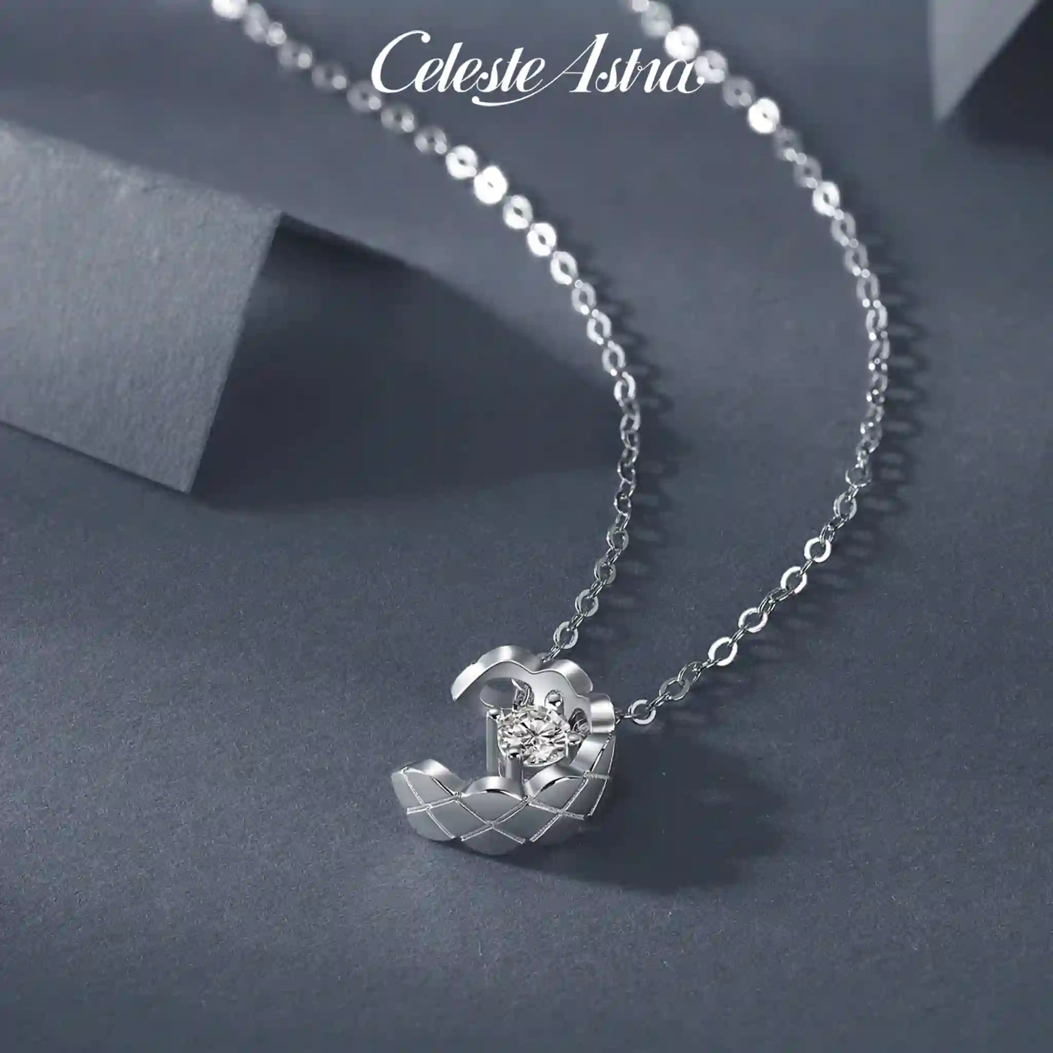 Dreamfall StarMoon-Moissanite Sterling Silver Necklace-N33