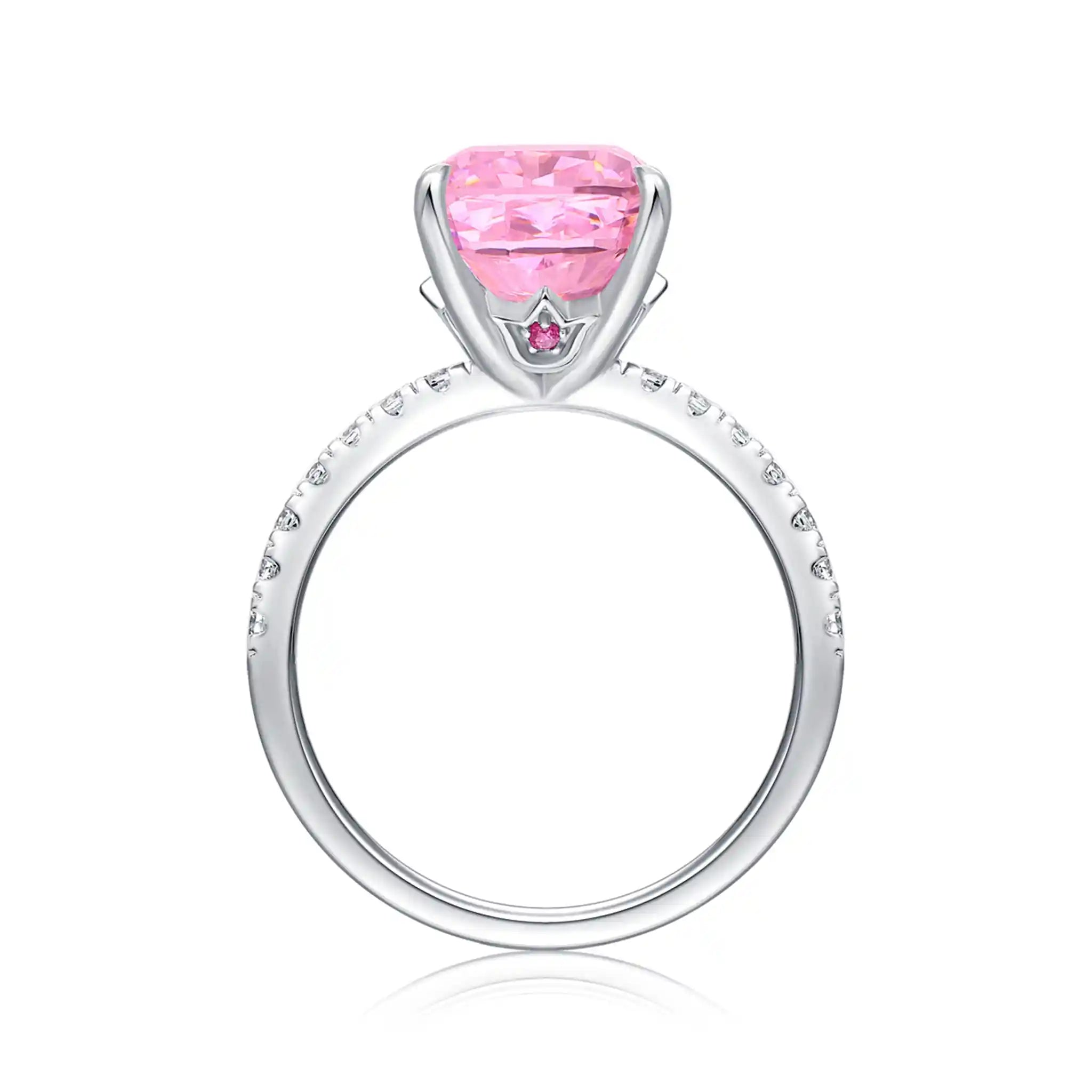 Elegant Cushion Pink High Carbon Diamond Sterling Silver Rings-R75