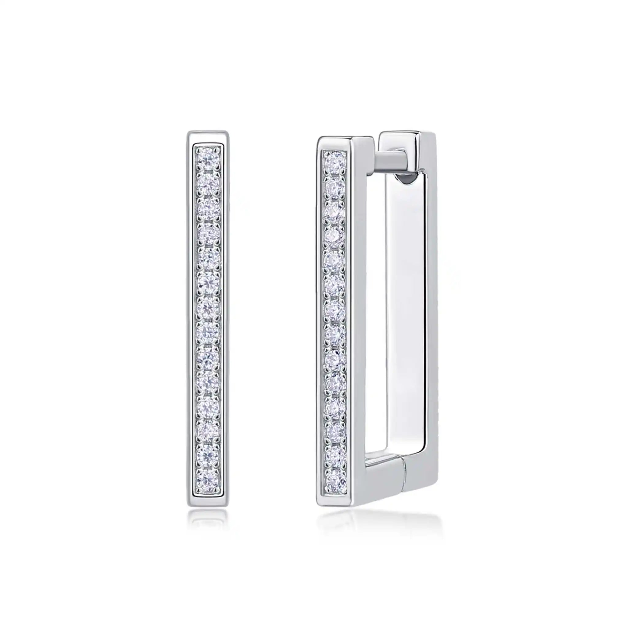 Geometrix-Moissanite Sterling Silver Earrings-E15