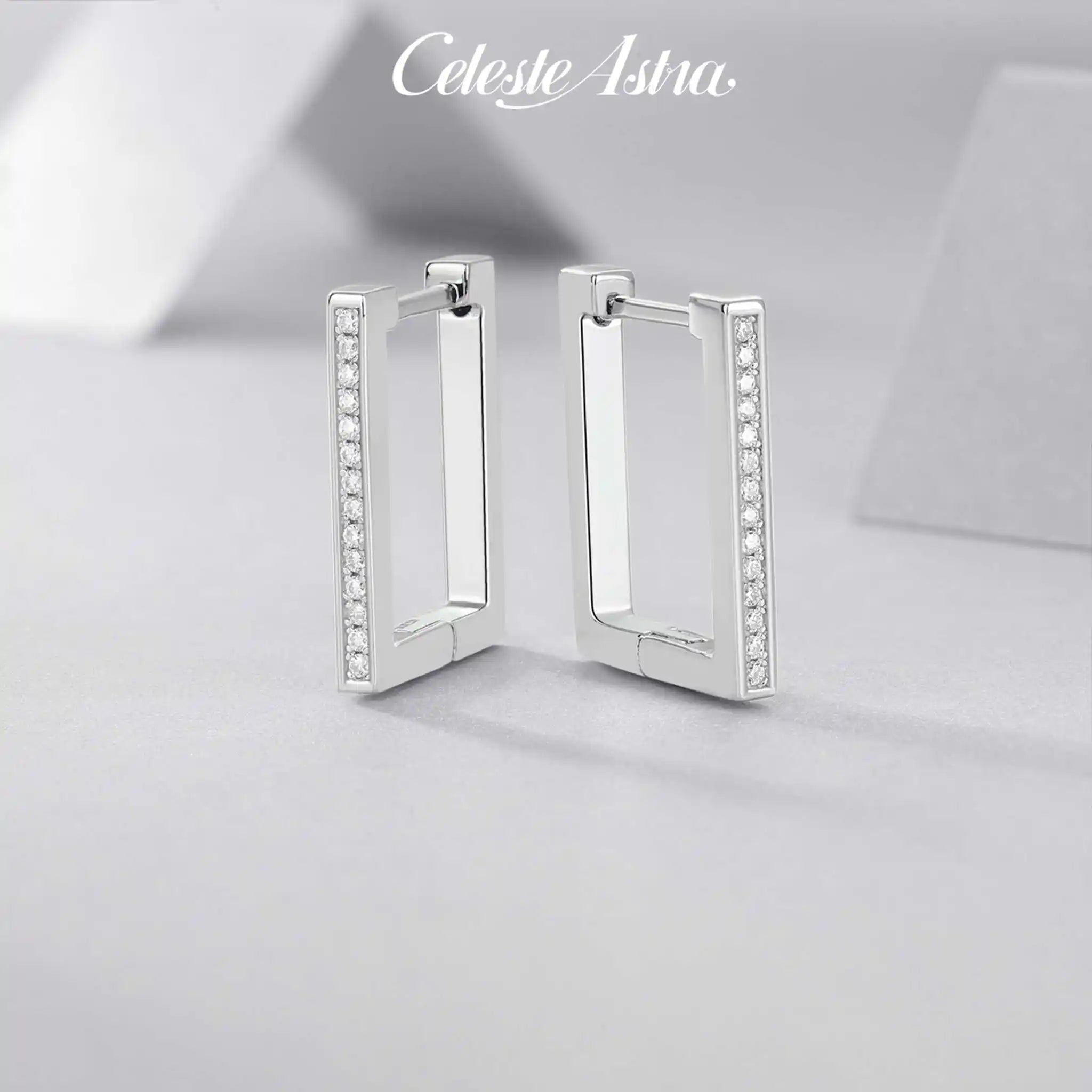 Geometrix-Moissanite Sterling Silver Earrings-E15