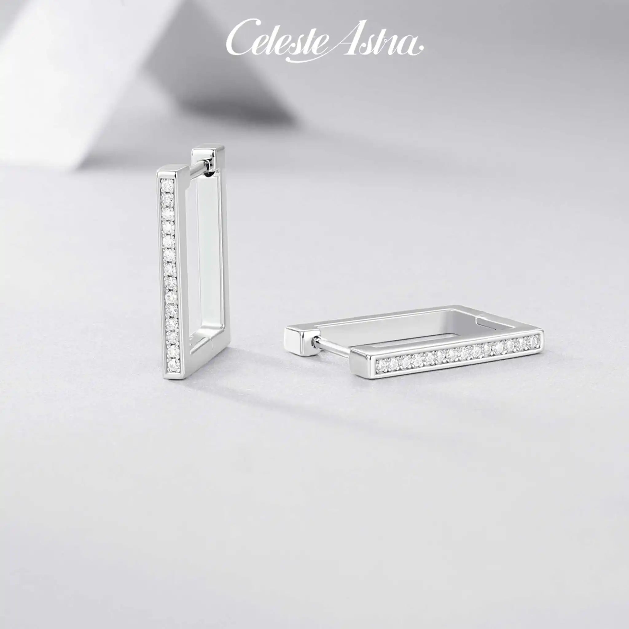 Geometrix-Moissanite Sterling Silver Earrings-E15