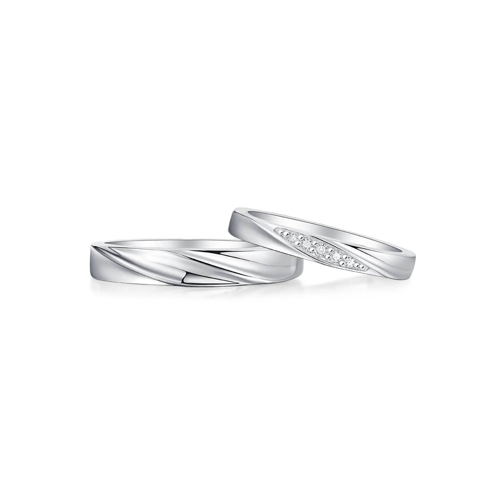 Harmonious Duo Moissanite Sterling Silver Rings-R65