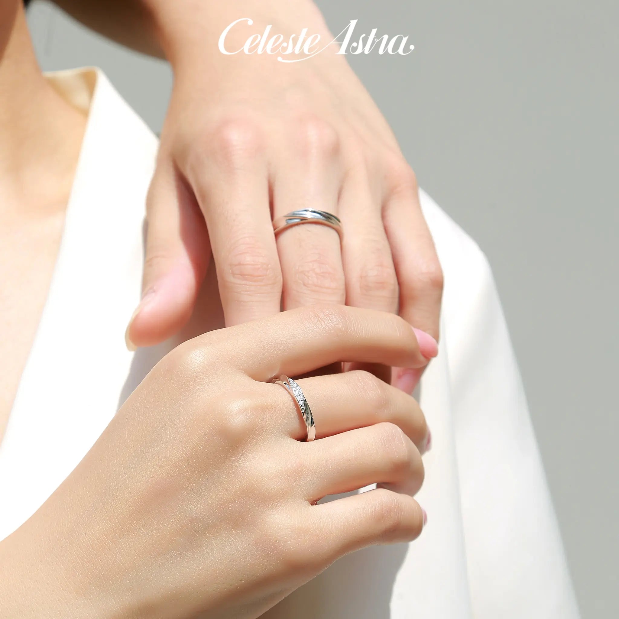 Harmonious Duo Moissanite Sterling Silver Rings-R65