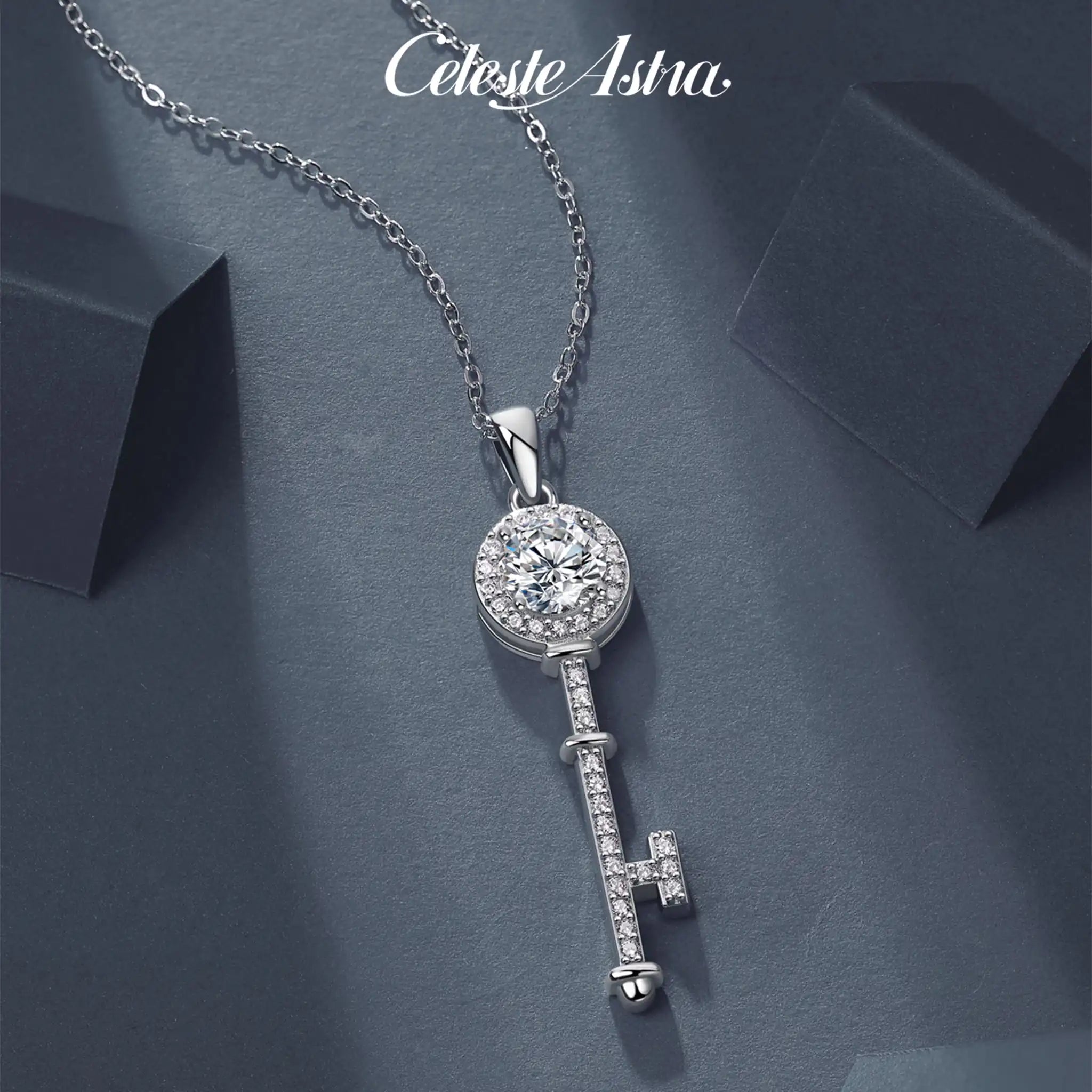 Heart-Key-Moissanite-Sterling-Silver-Necklace-N27
