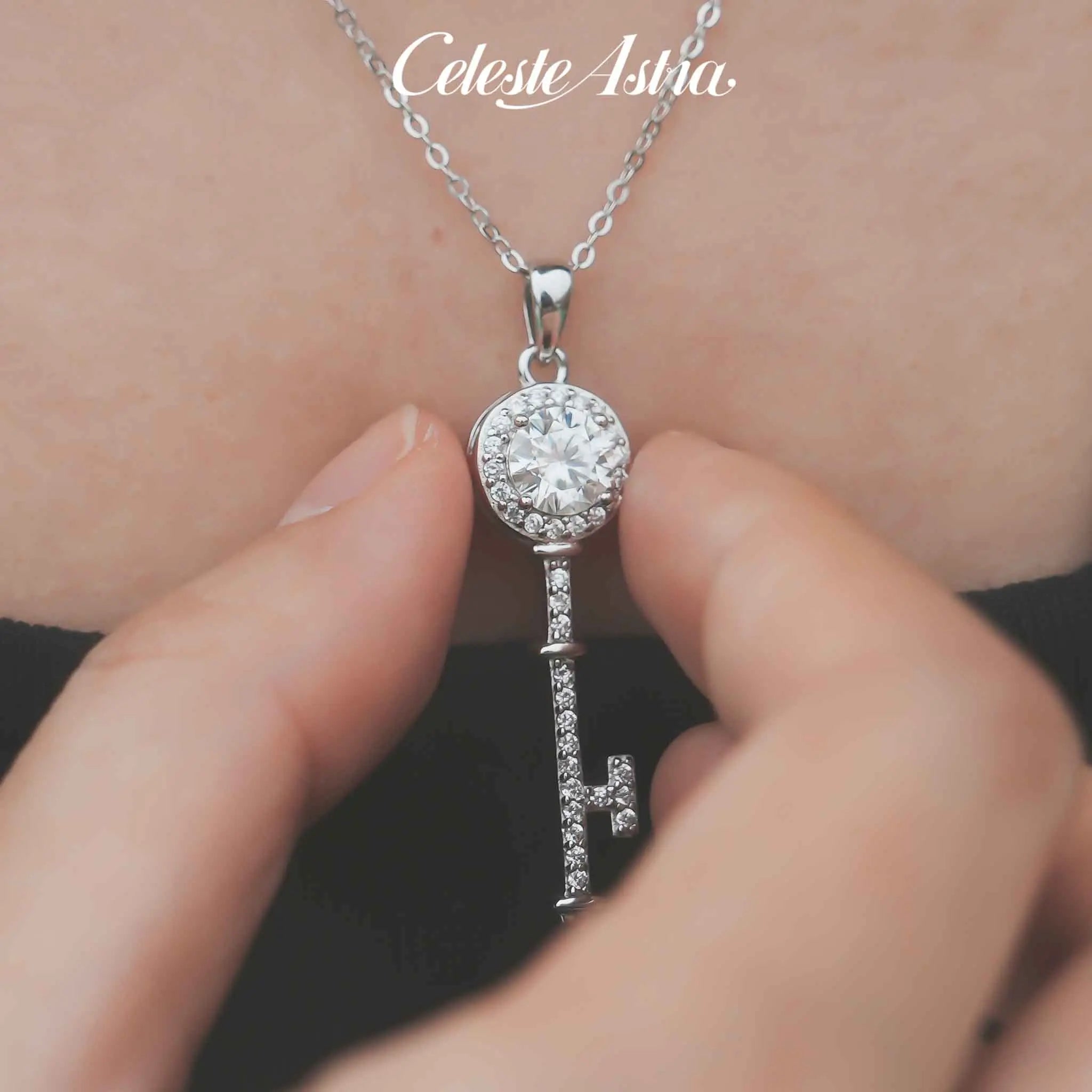 Heart-Key-Moissanite-Sterling-Silver-Necklace-N27