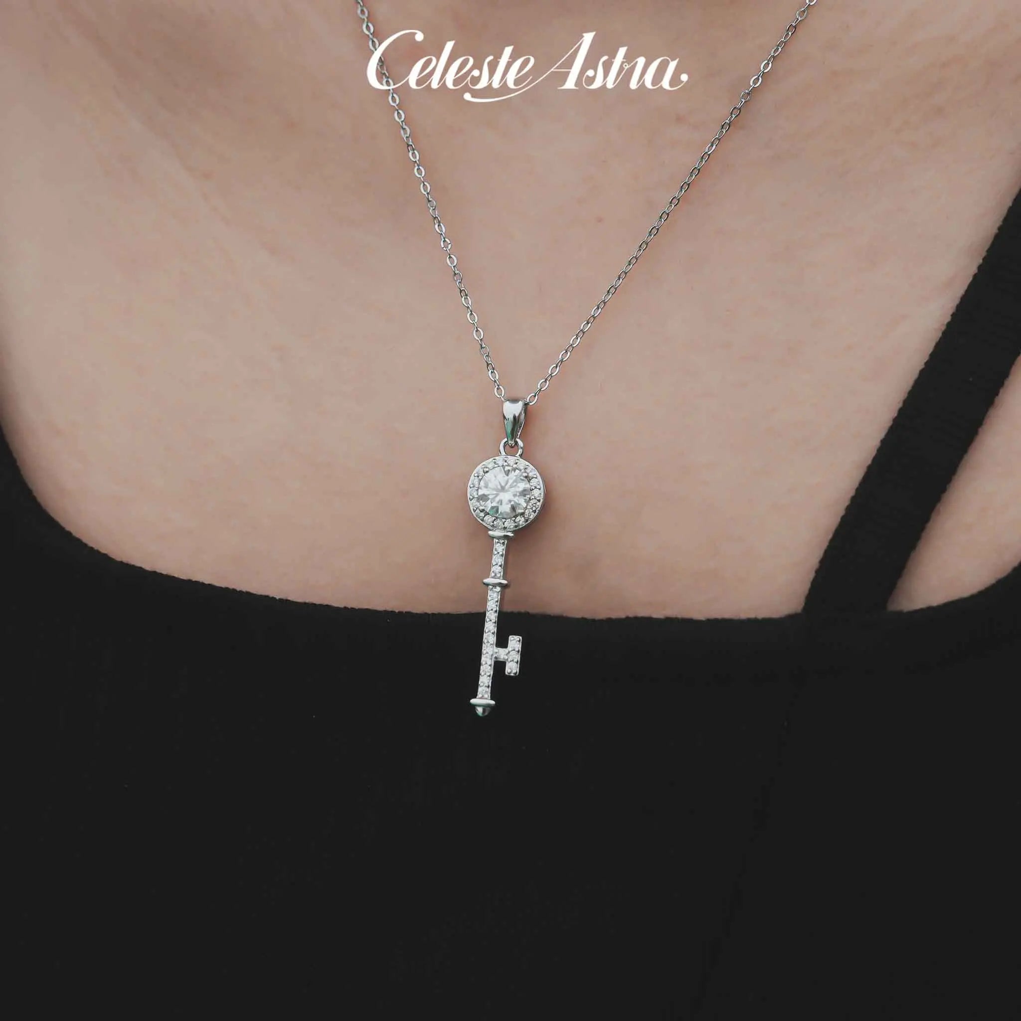 Heart-Key-Moissanite-Sterling-Silver-Necklace-N27