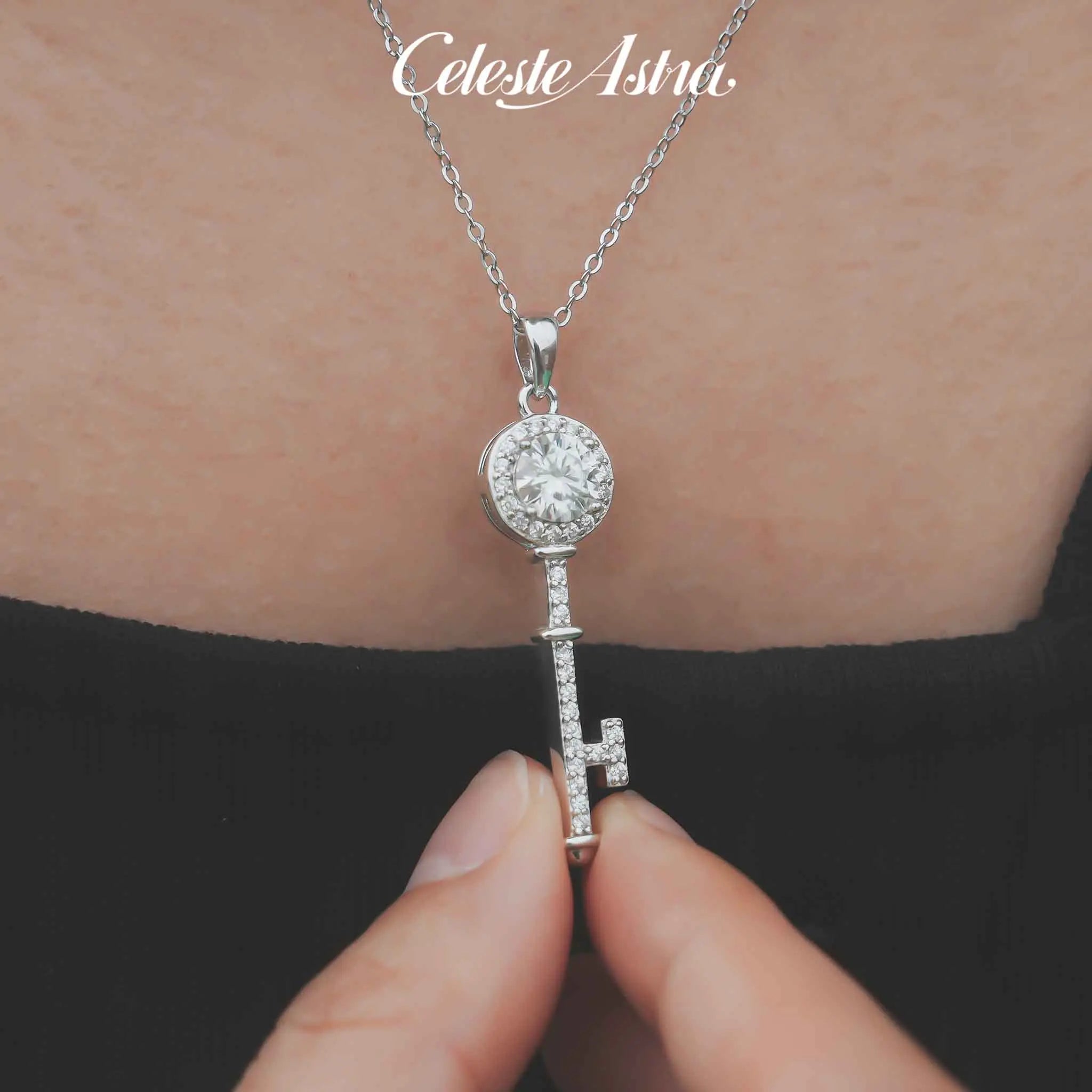 Heart-Key-Moissanite-Sterling-Silver-Necklace-N27