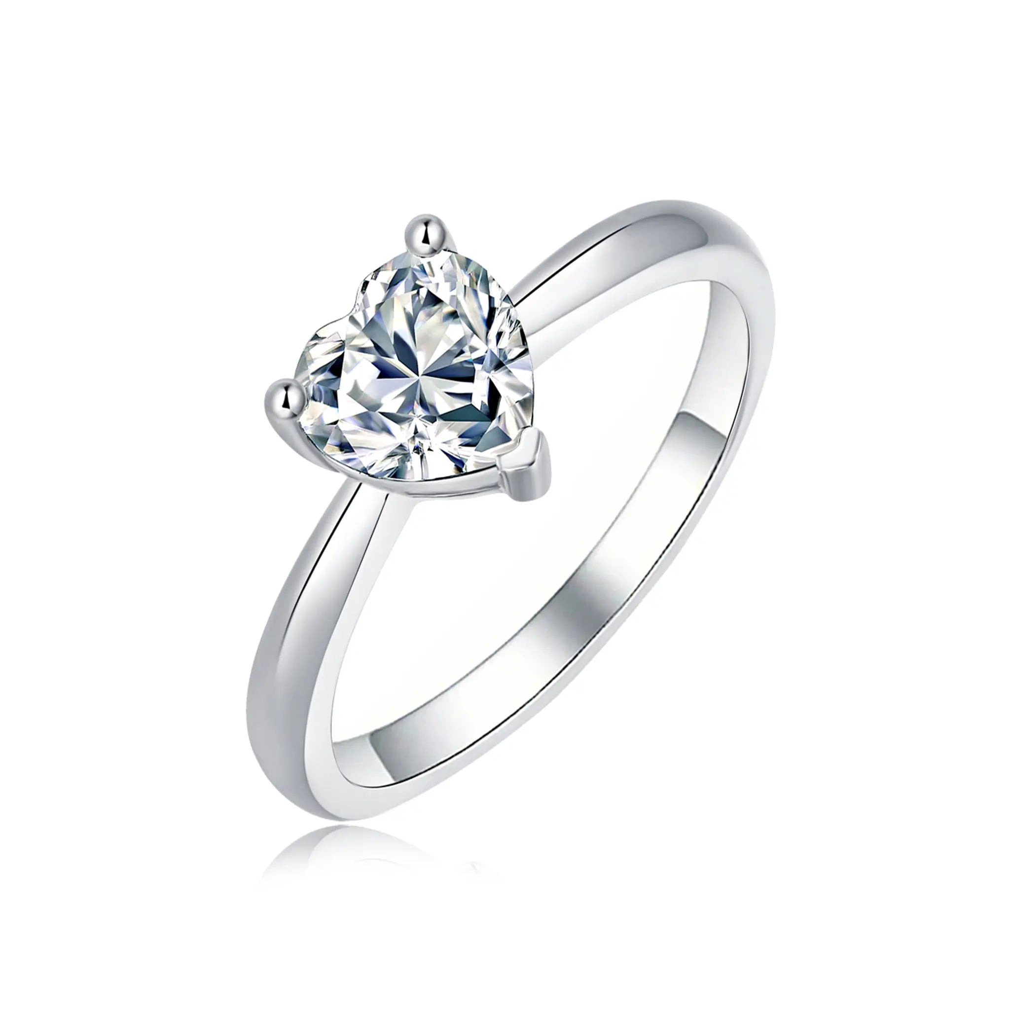 Heart Whisper Moissanite Sterling Silver Rings-R68