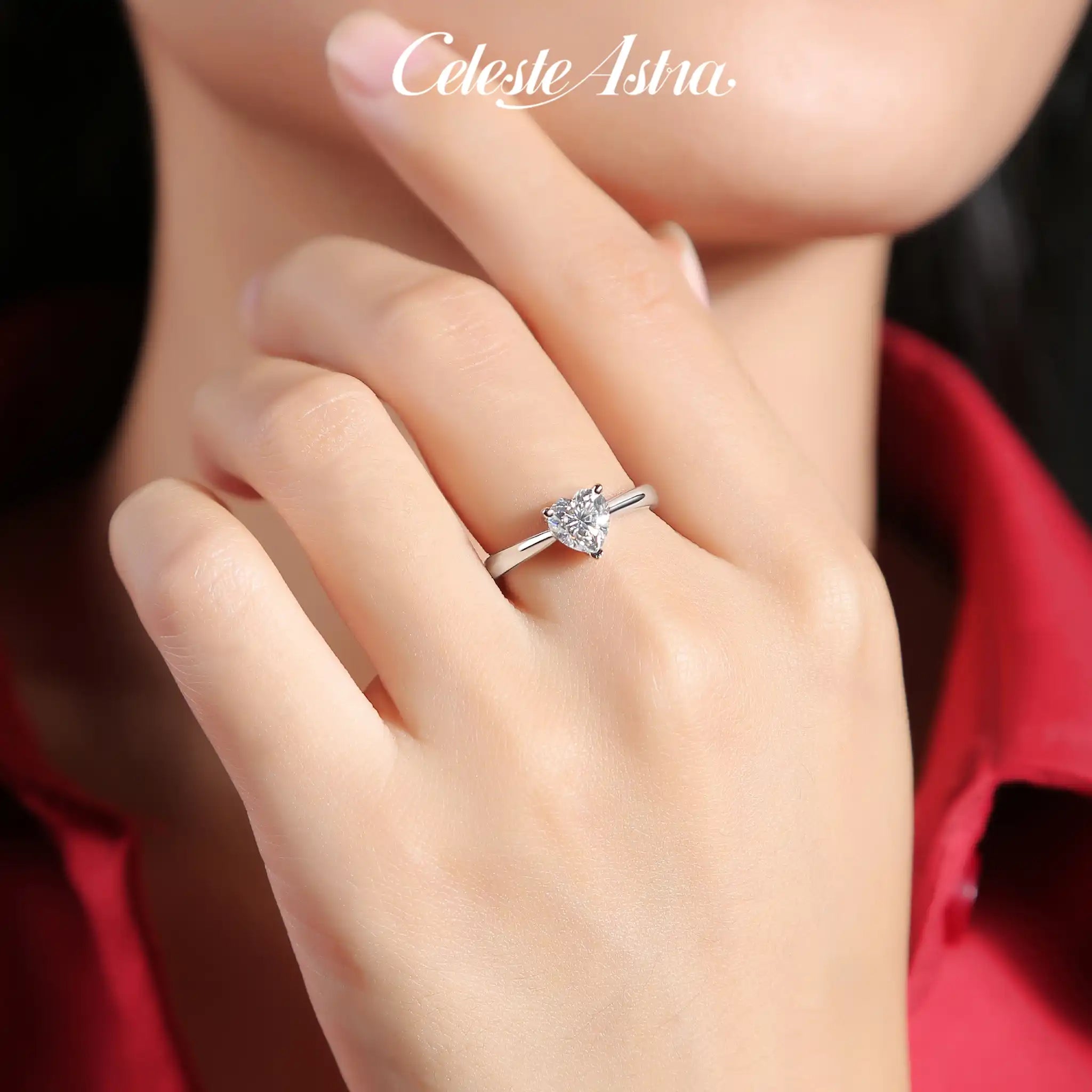 Heart Whisper Moissanite Sterling Silver Rings-R68