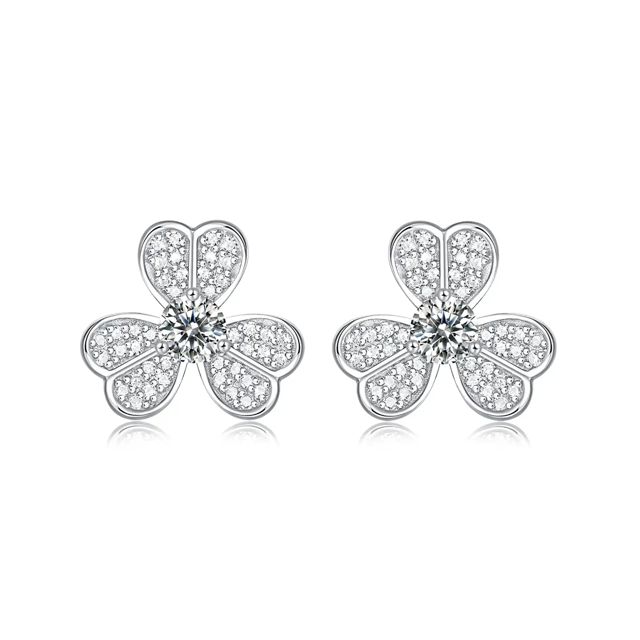 Lucky-Clover-Moissanite-Sterling-Silver-Earrings-E7