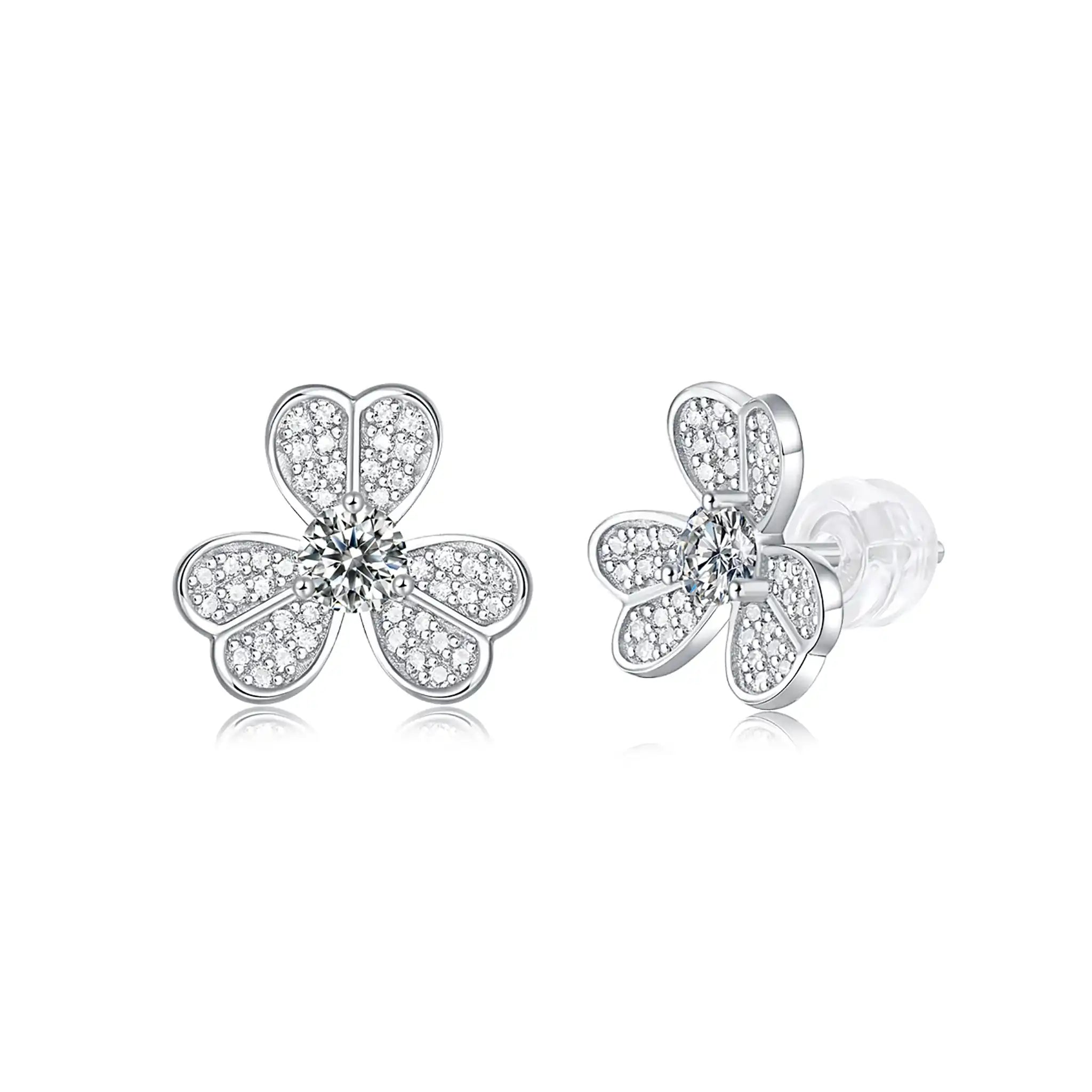 Lucky-Clover-Moissanite-Sterling-Silver-Earrings-E7