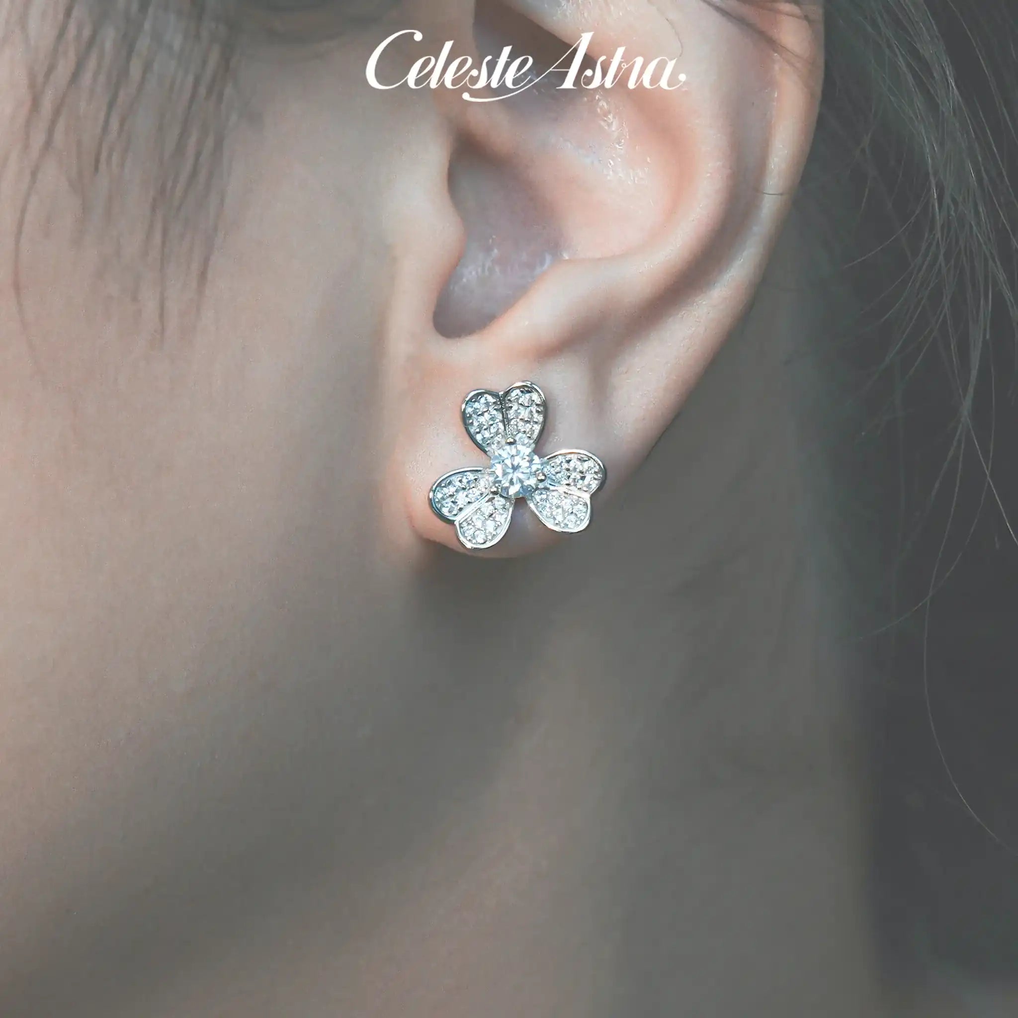 Lucky-Clover-Moissanite-Sterling-Silver-Earrings-E7