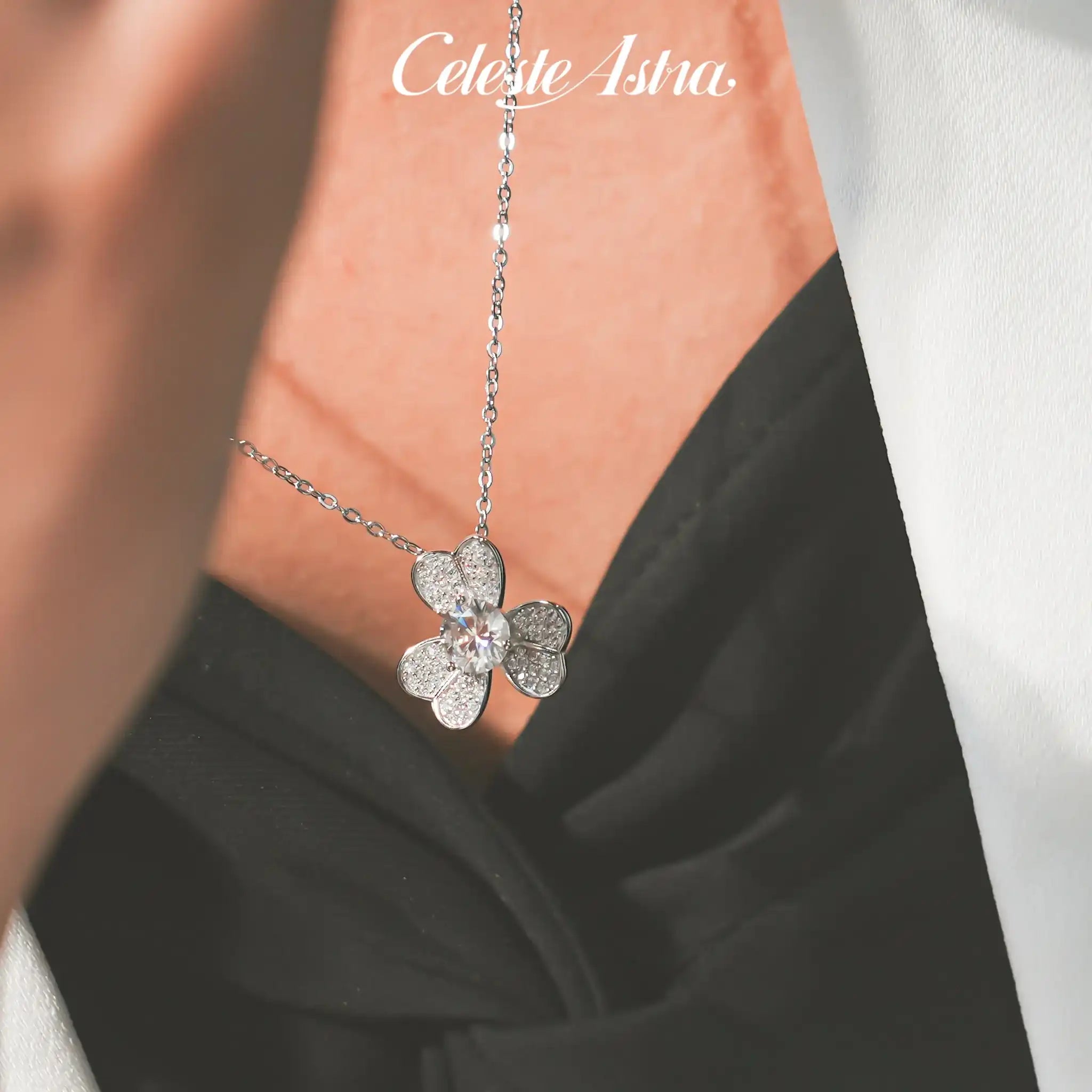 Lucky-Clover-Moissanite-Sterling-Silver-Necklace-N21