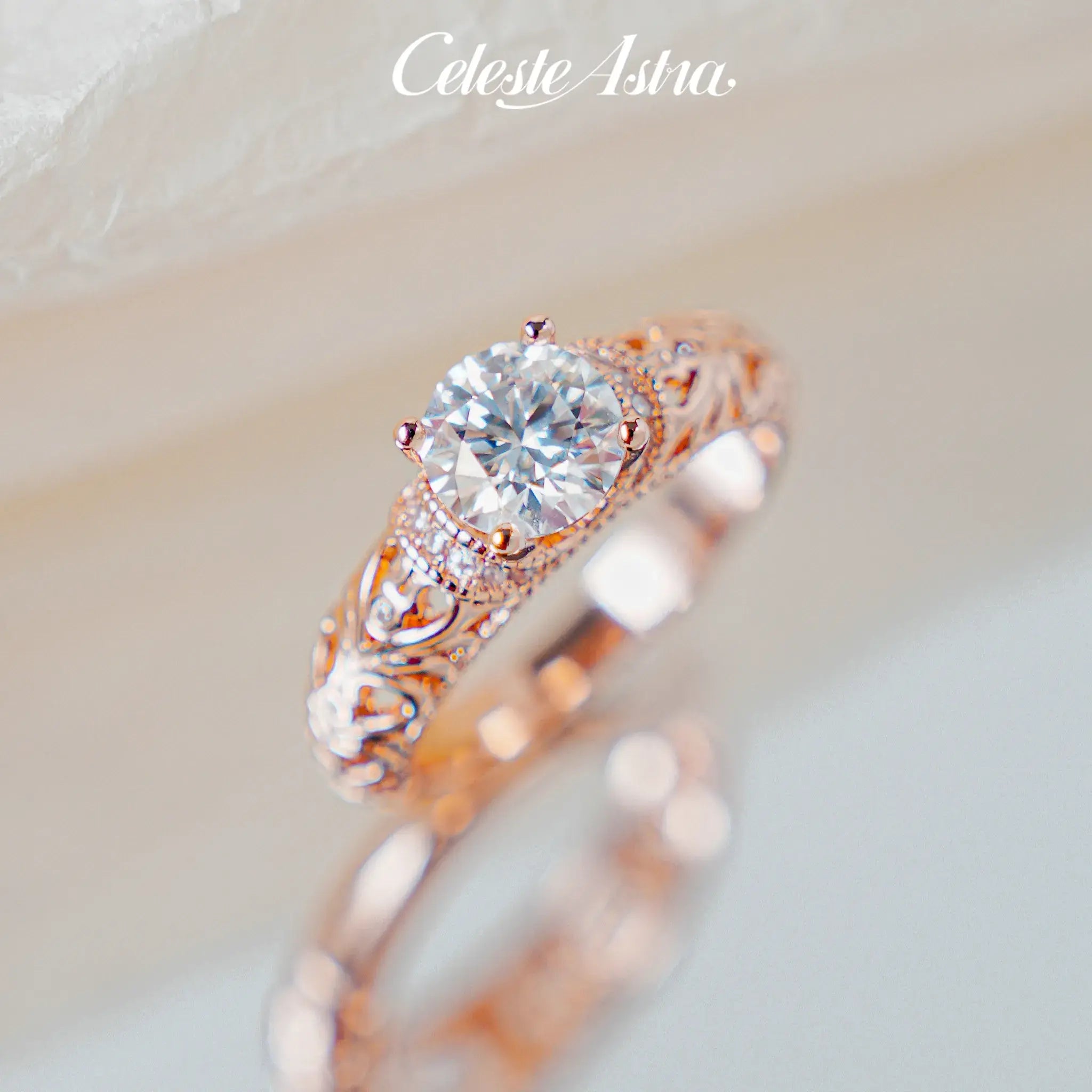 Baroque Lace-Moissanite-Sterling-Silver-Ring-R42