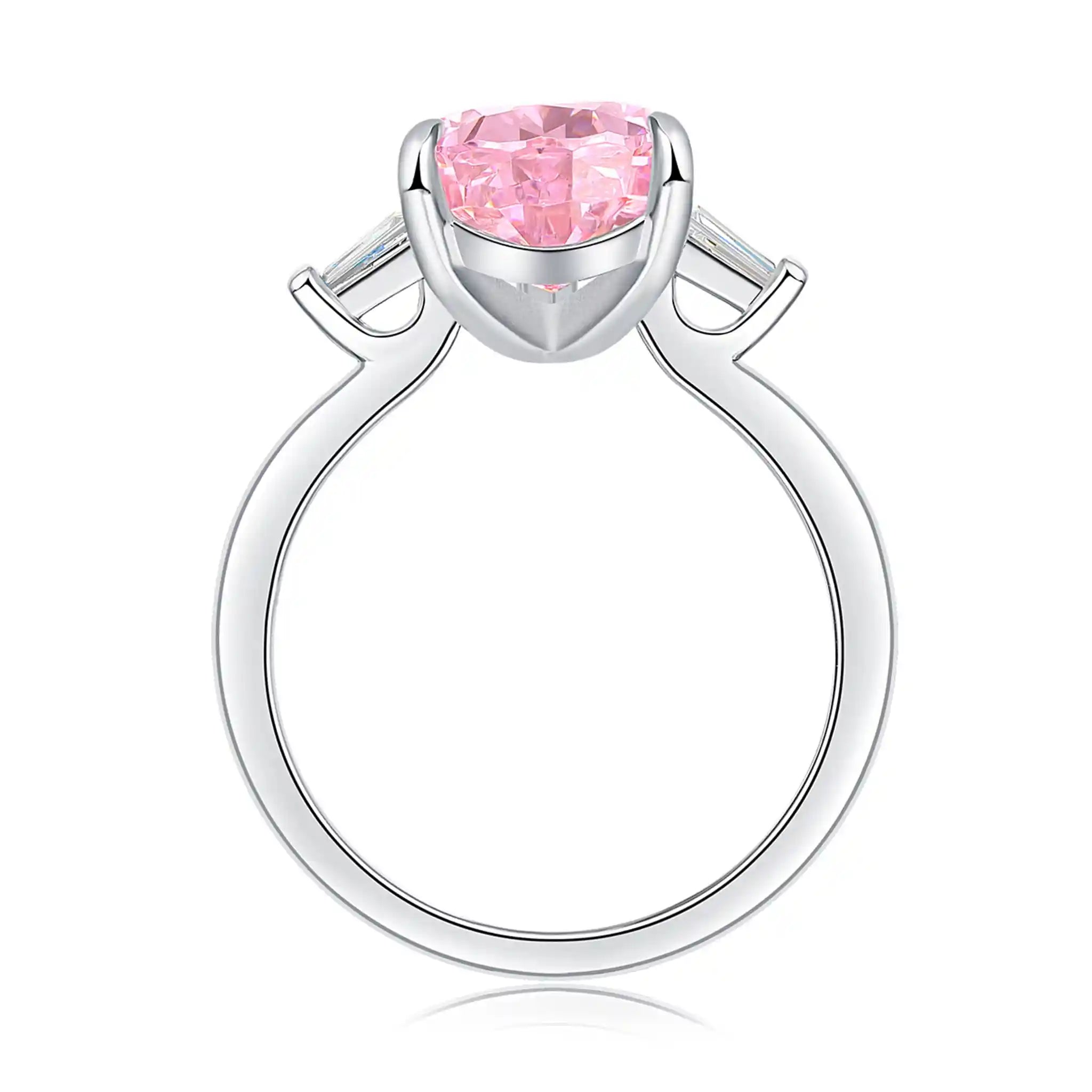 Pink Pear High Carbon Diamond Sterling Silver Ring-R74