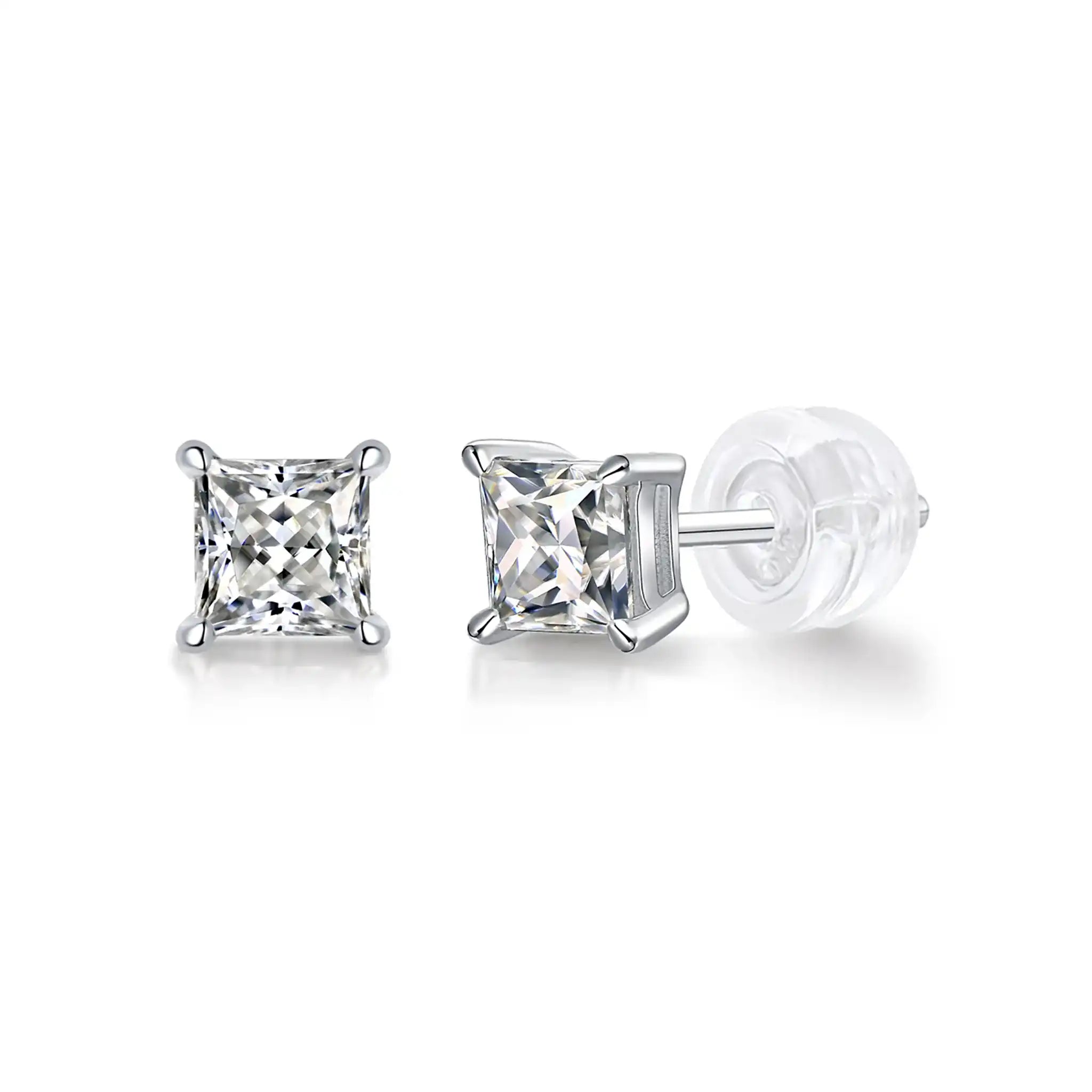 Princess-Moissanite-Sterling-Silver-Earrings-E5