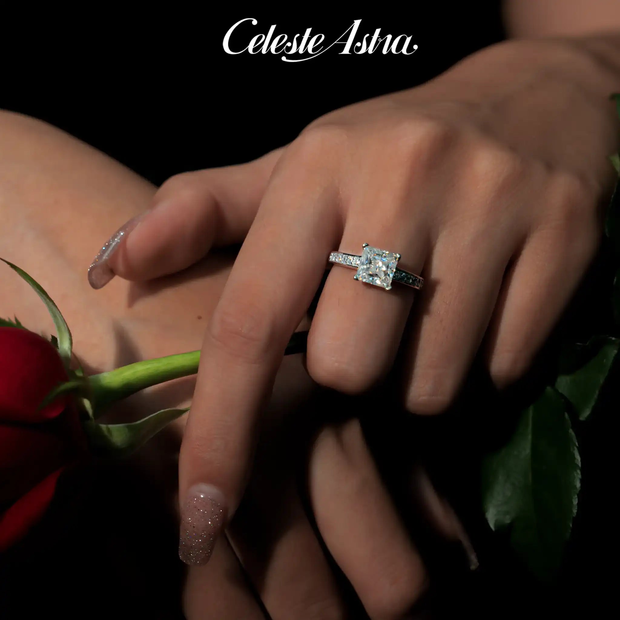 Princess-Moissanite-Sterling-Silver-Ring-R18