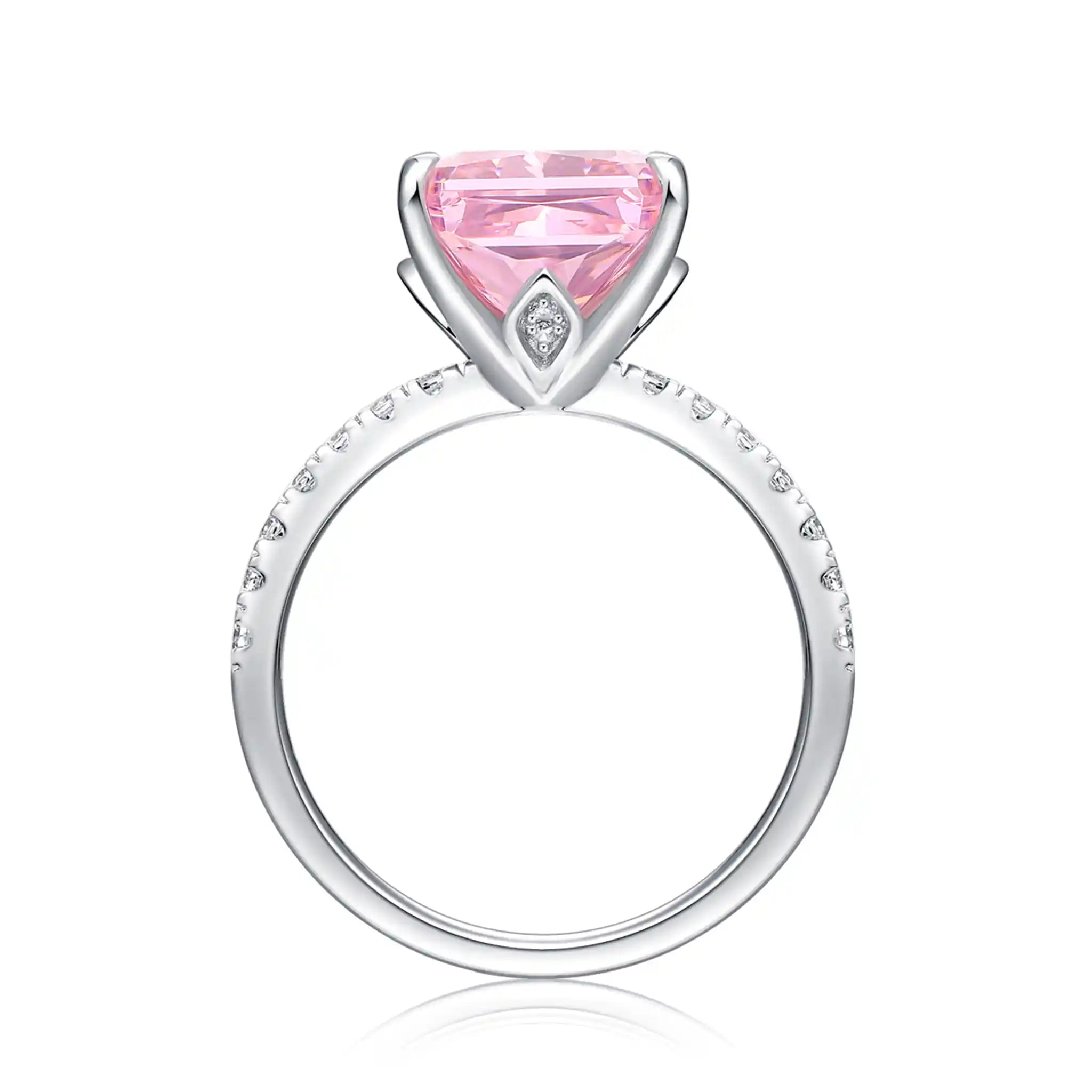 Radiant Prism Pink High Carbon Diamond Sterling Silver Rings-R71