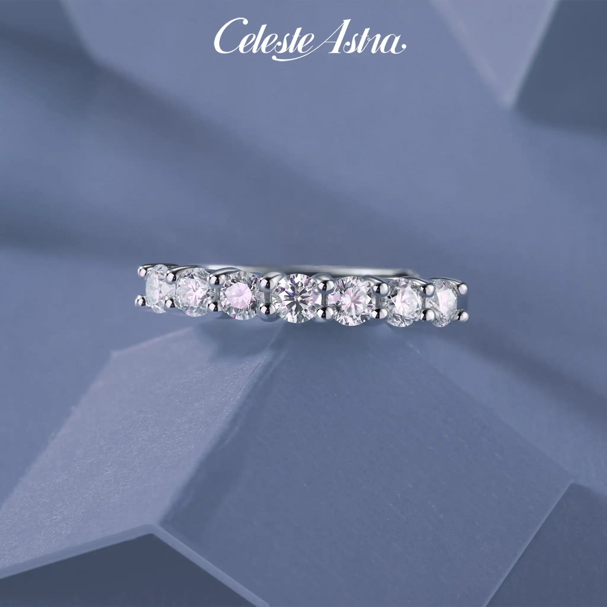 Seven-Princess-Moissanite-Sterling-Silver-Ring-R44