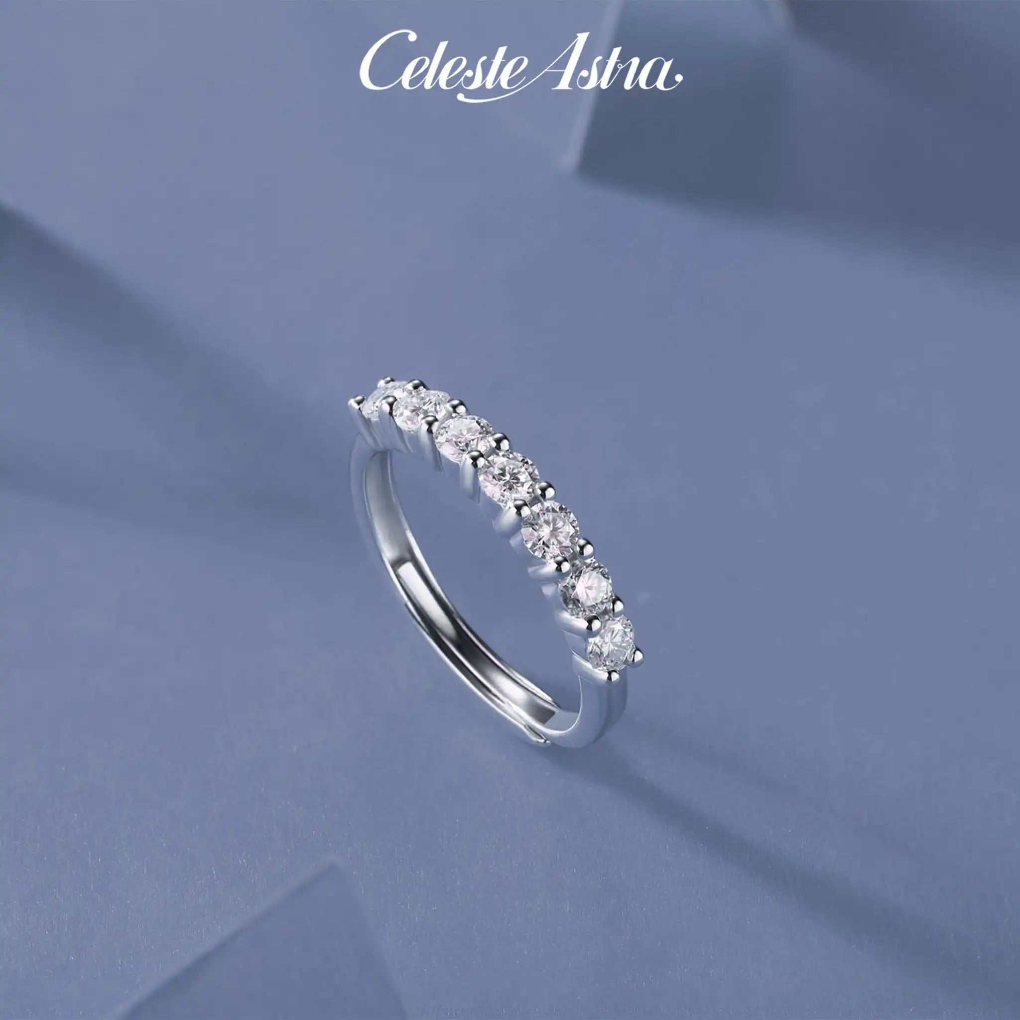 Seven-Princess-Moissanite-Sterling-Silver-Ring-R44