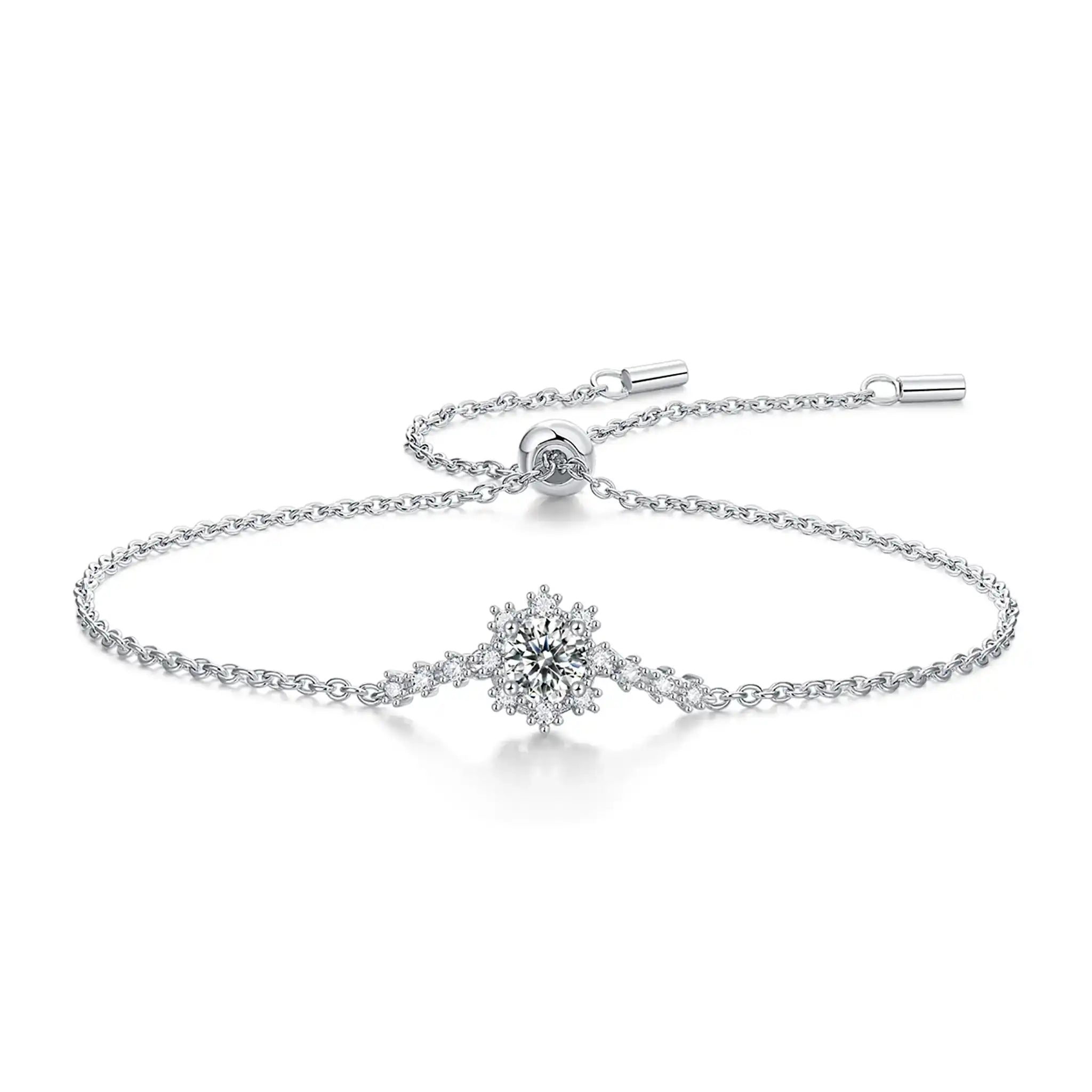 Snowflake-Moissanite-Sterling-Silver-Bracelet-B7