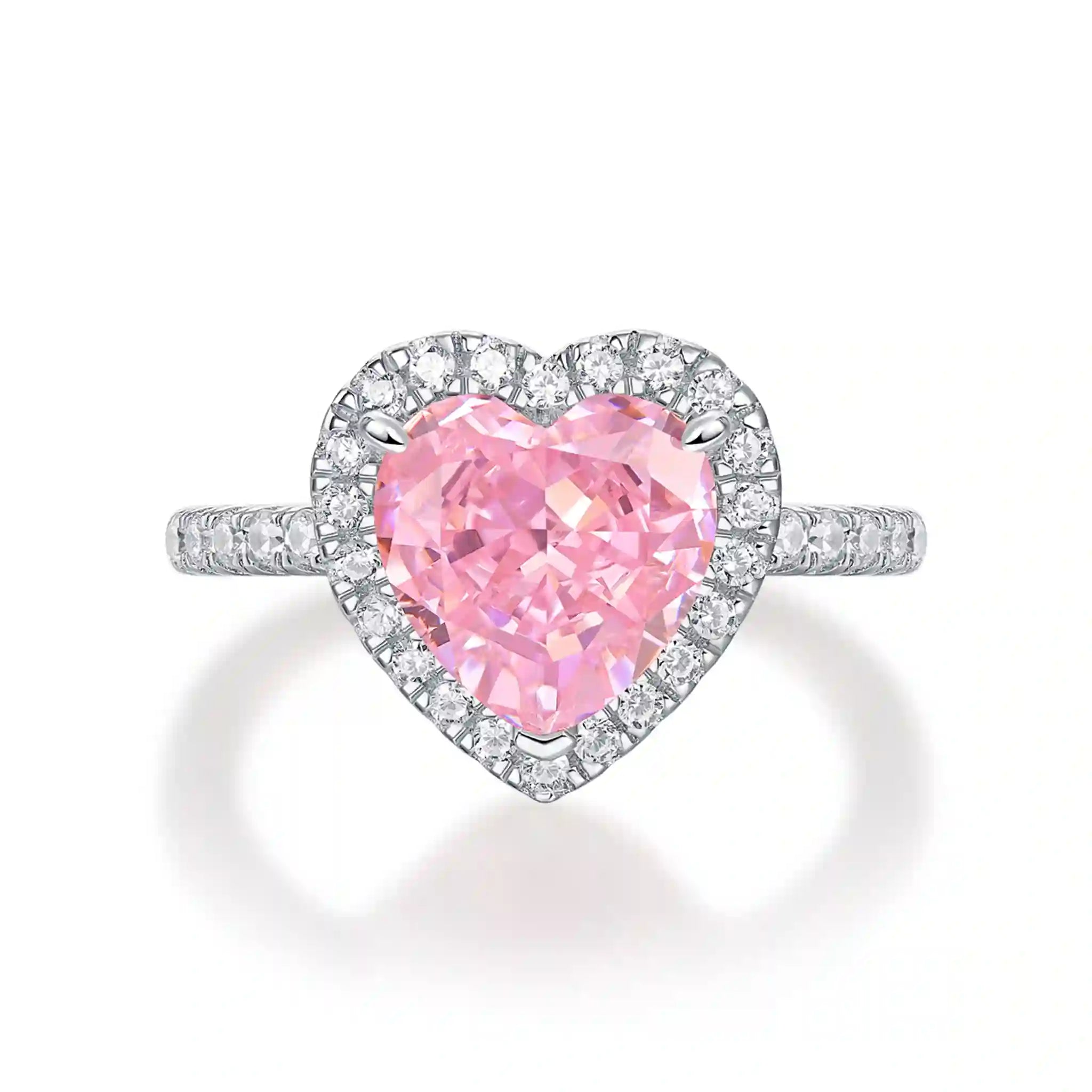 Sweetheart Pink High Carbon Diamond Sterling Silver Ring-R72