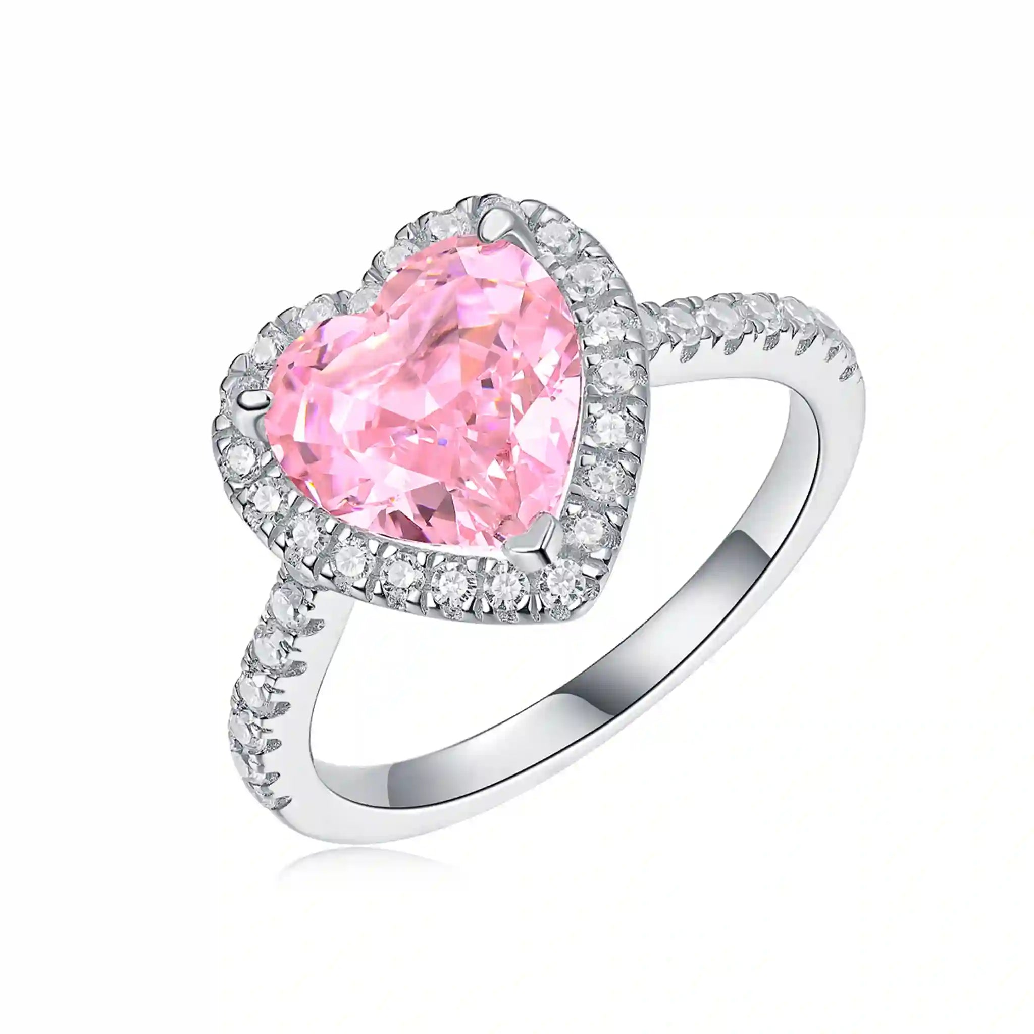 Sweetheart Pink High Carbon Diamond Sterling Silver Ring-R72