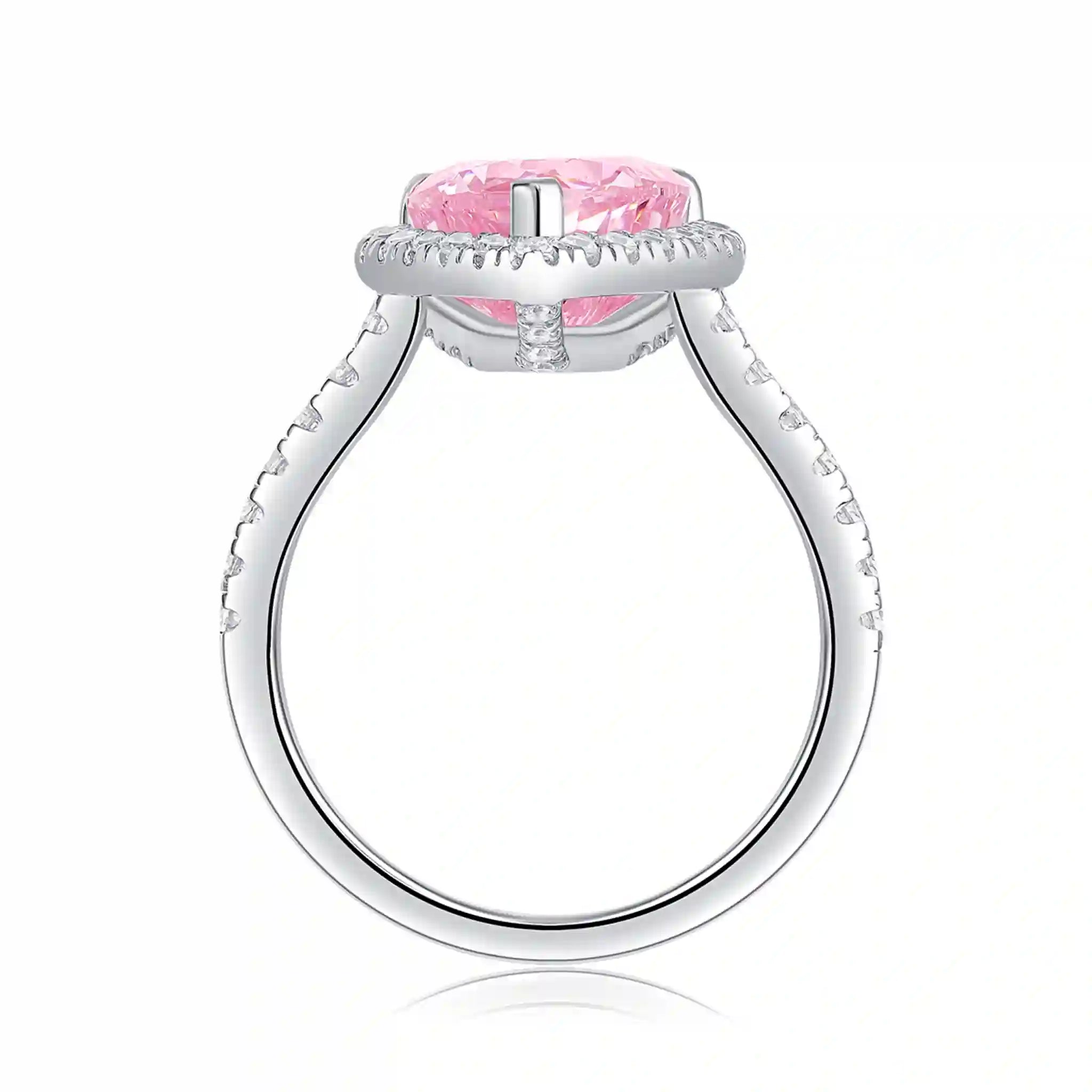 Sweetheart Pink High Carbon Diamond Sterling Silver Ring-R72