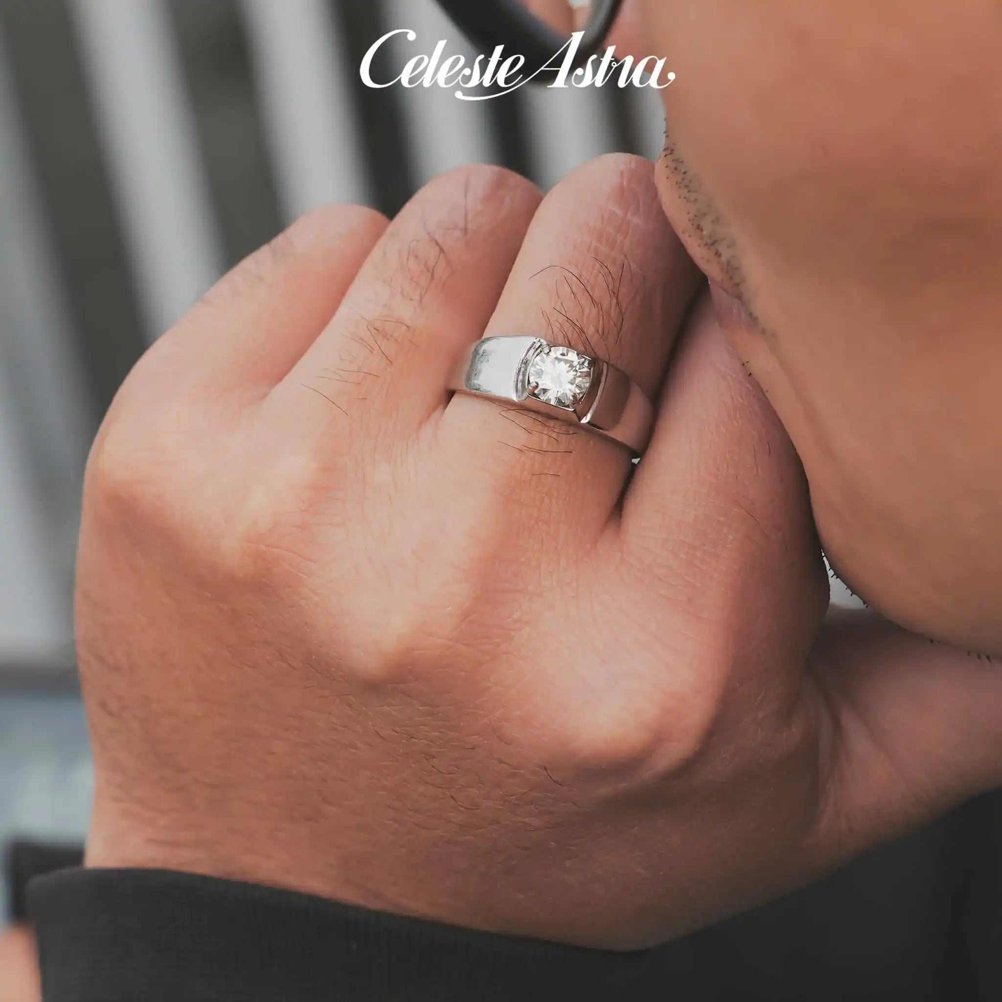 Warrior-Moissanite-Sterling-Silver-Men's -Ring-R28