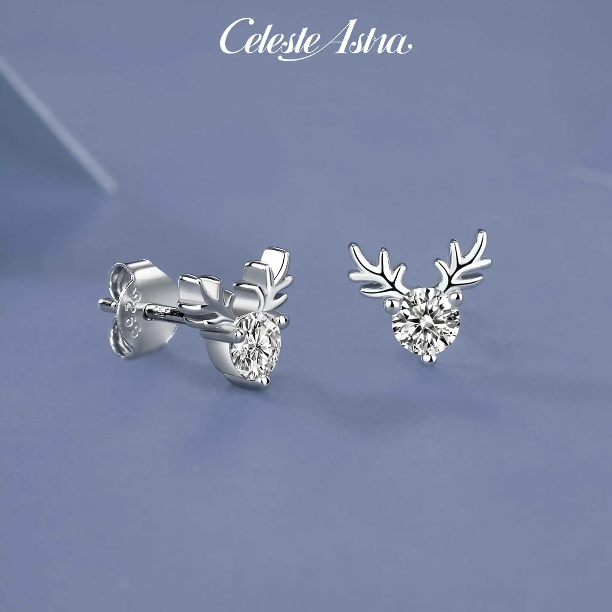 Antler-Moissanite Sterling Silver Earrings-E16