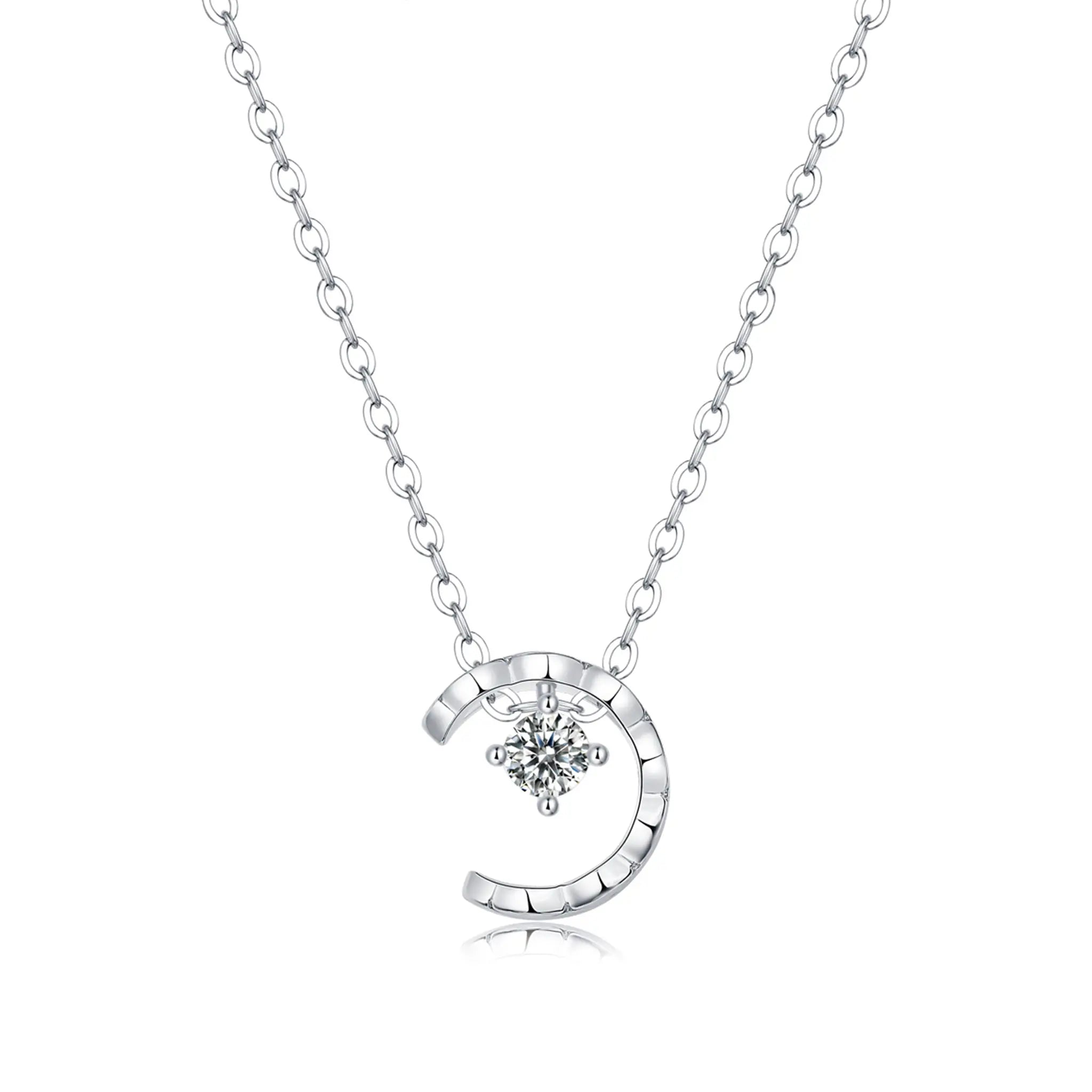 Dreamfall StarMoon-Moissanite Sterling Silver Necklace-N33