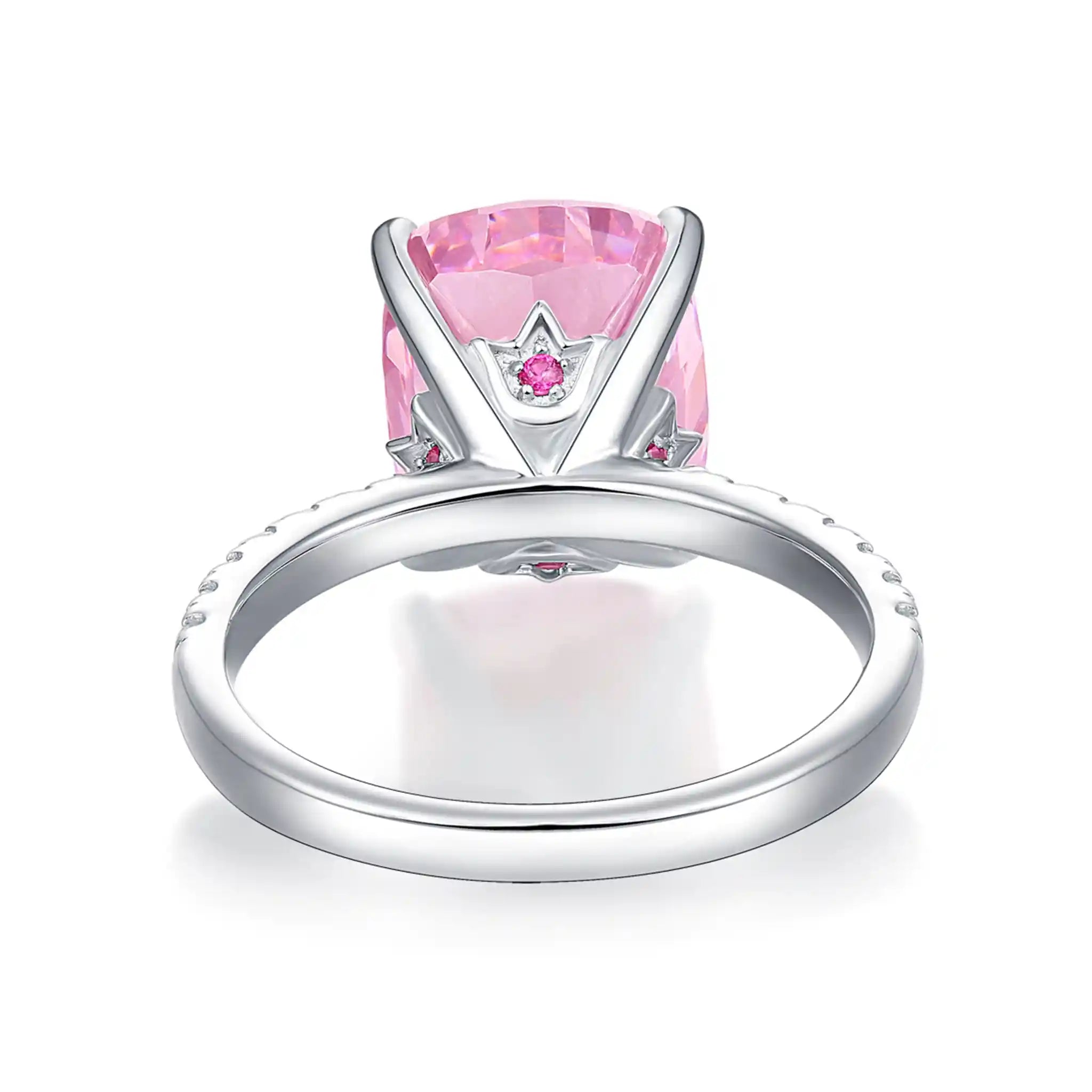 Elegant Cushion Pink High Carbon Diamond Sterling Silver Rings-R75