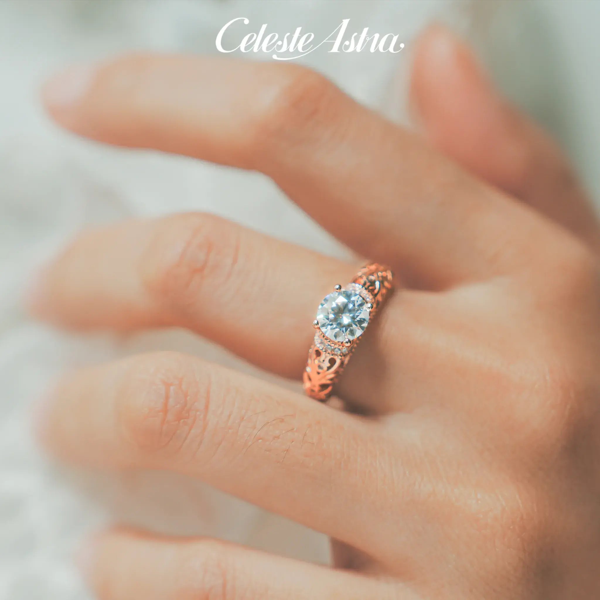 Baroque Lace-Moissanite-Sterling-Silver-Ring-R42