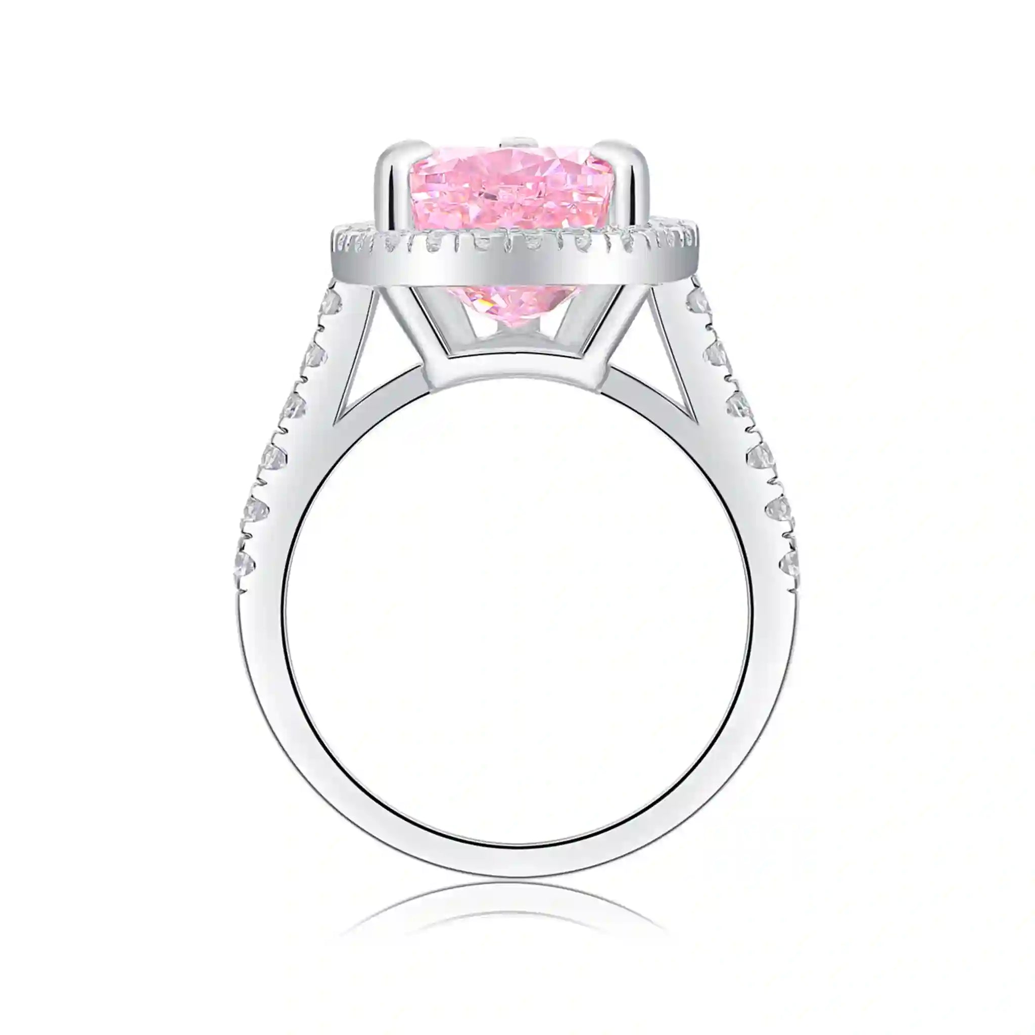 Pink Droplet High Carbon Diamond Sterling Silver Ring-R73