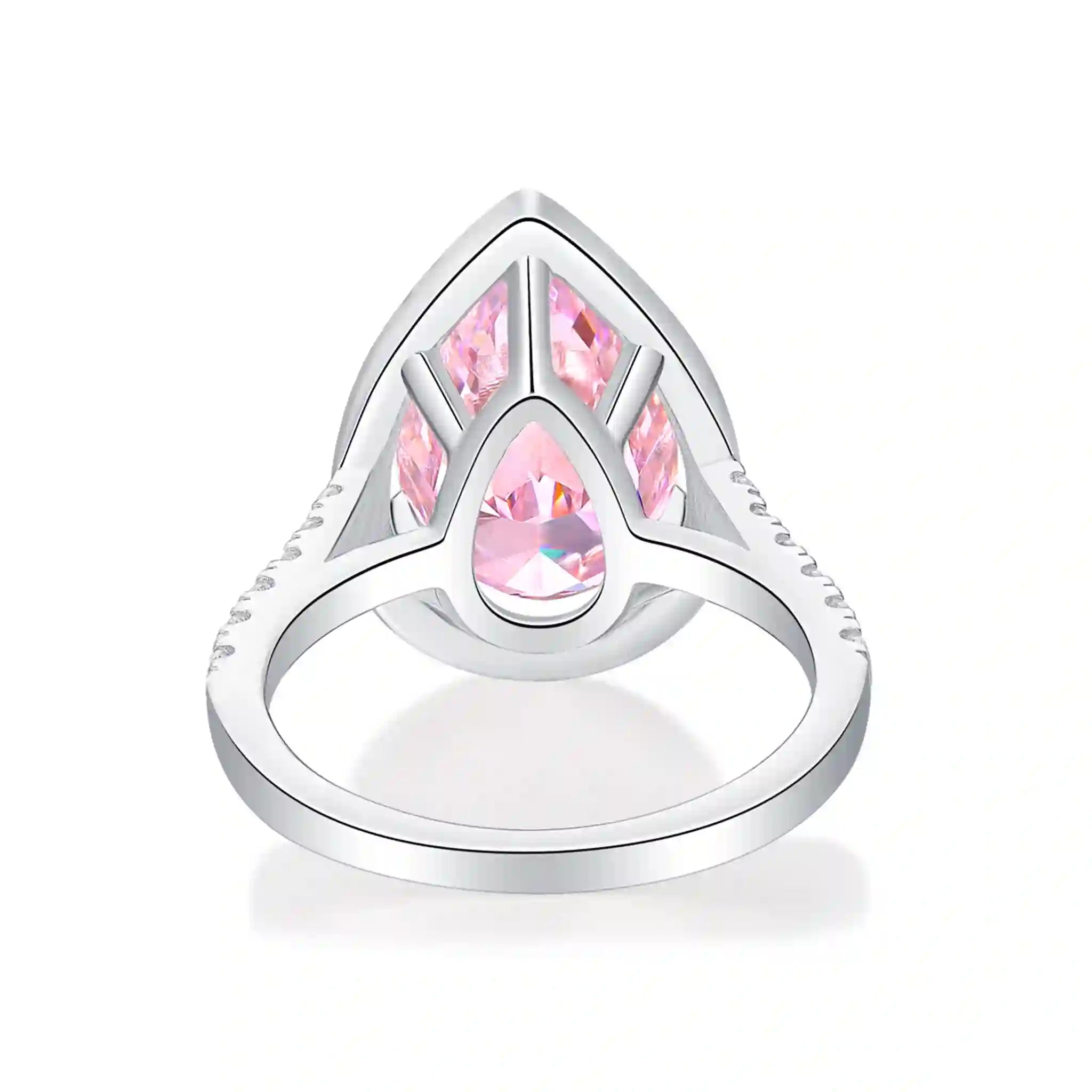 Pink Droplet High Carbon Diamond Sterling Silver Ring-R73