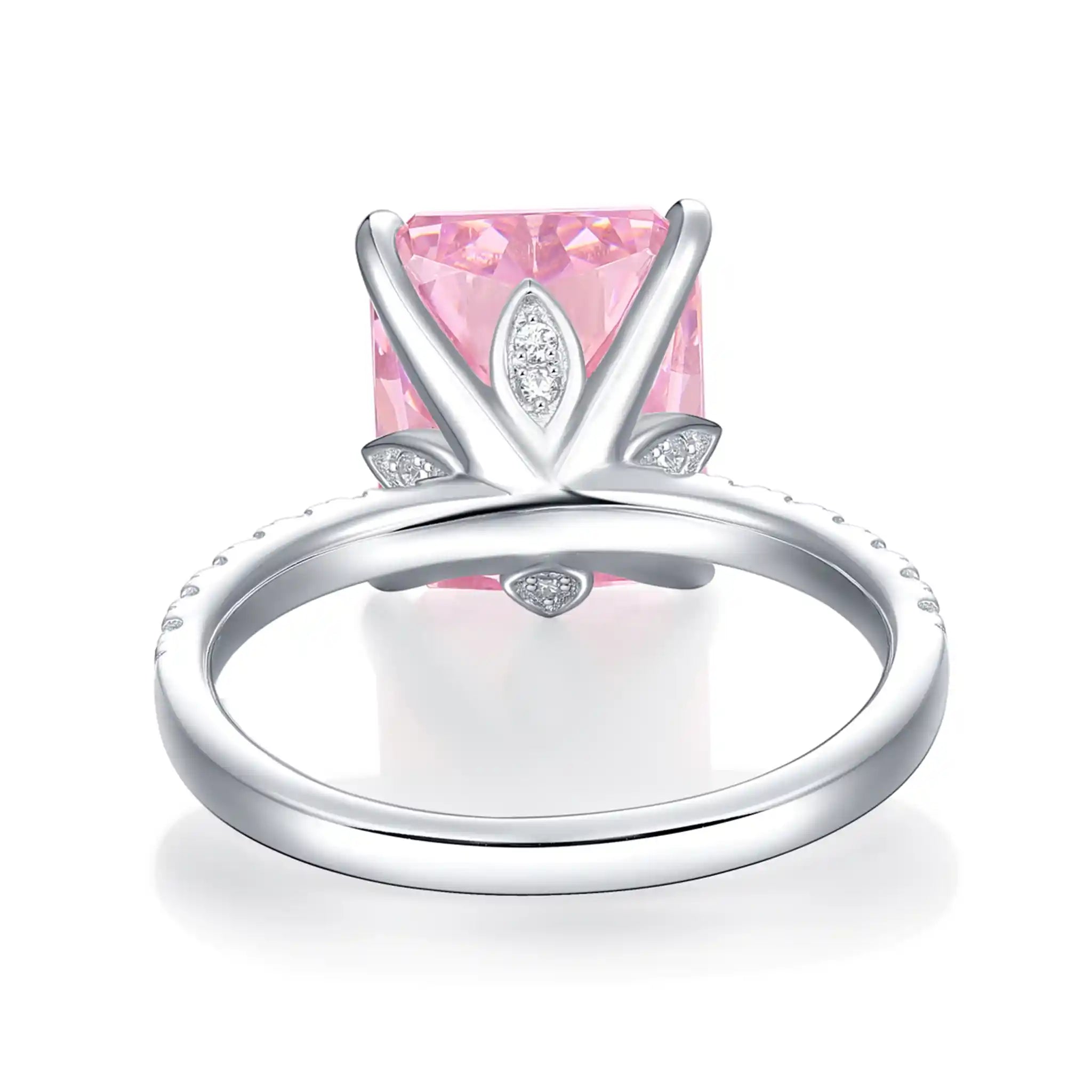 Radiant Prism Pink High Carbon Diamond Sterling Silver Rings-R71