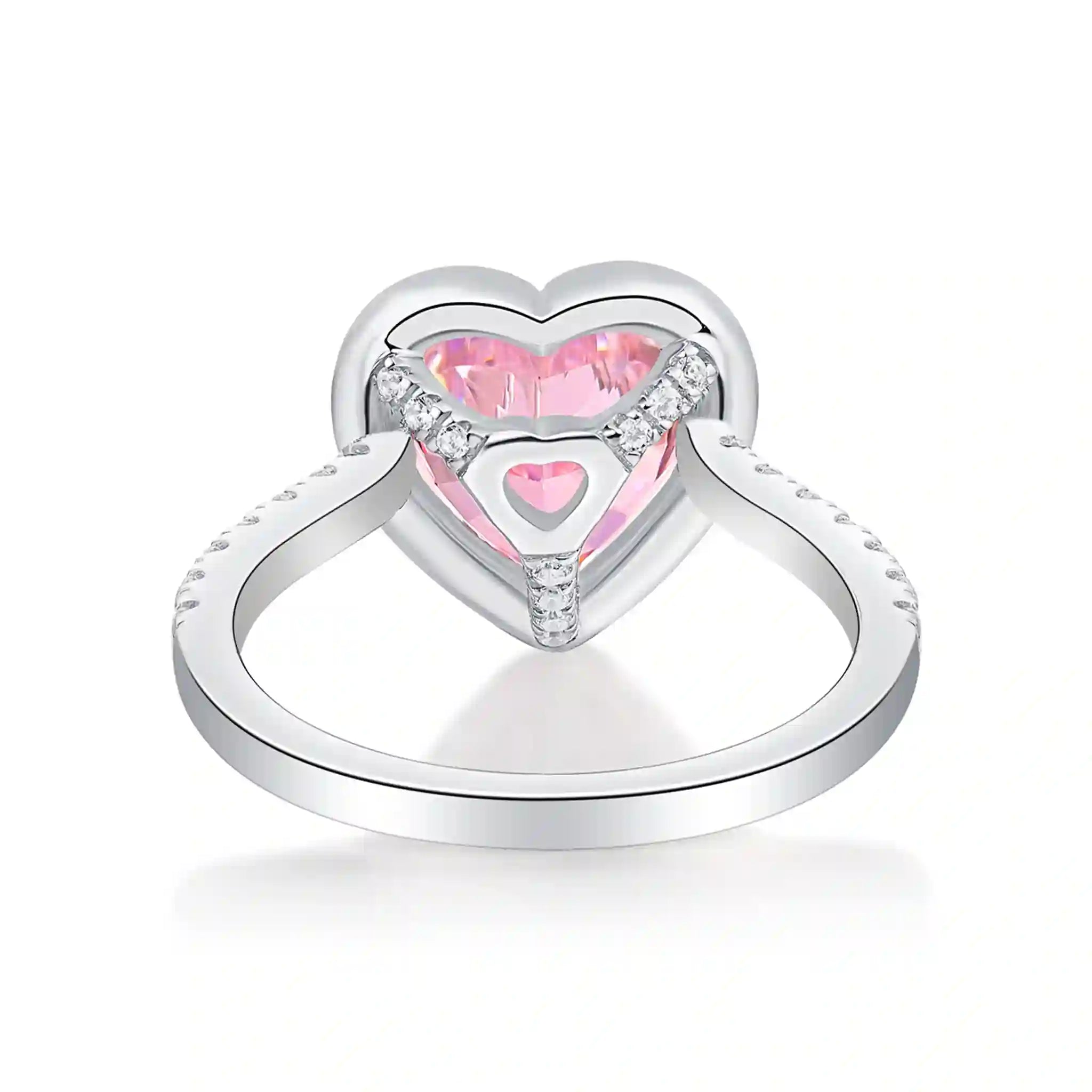 Sweetheart Pink High Carbon Diamond Sterling Silver Ring-R72